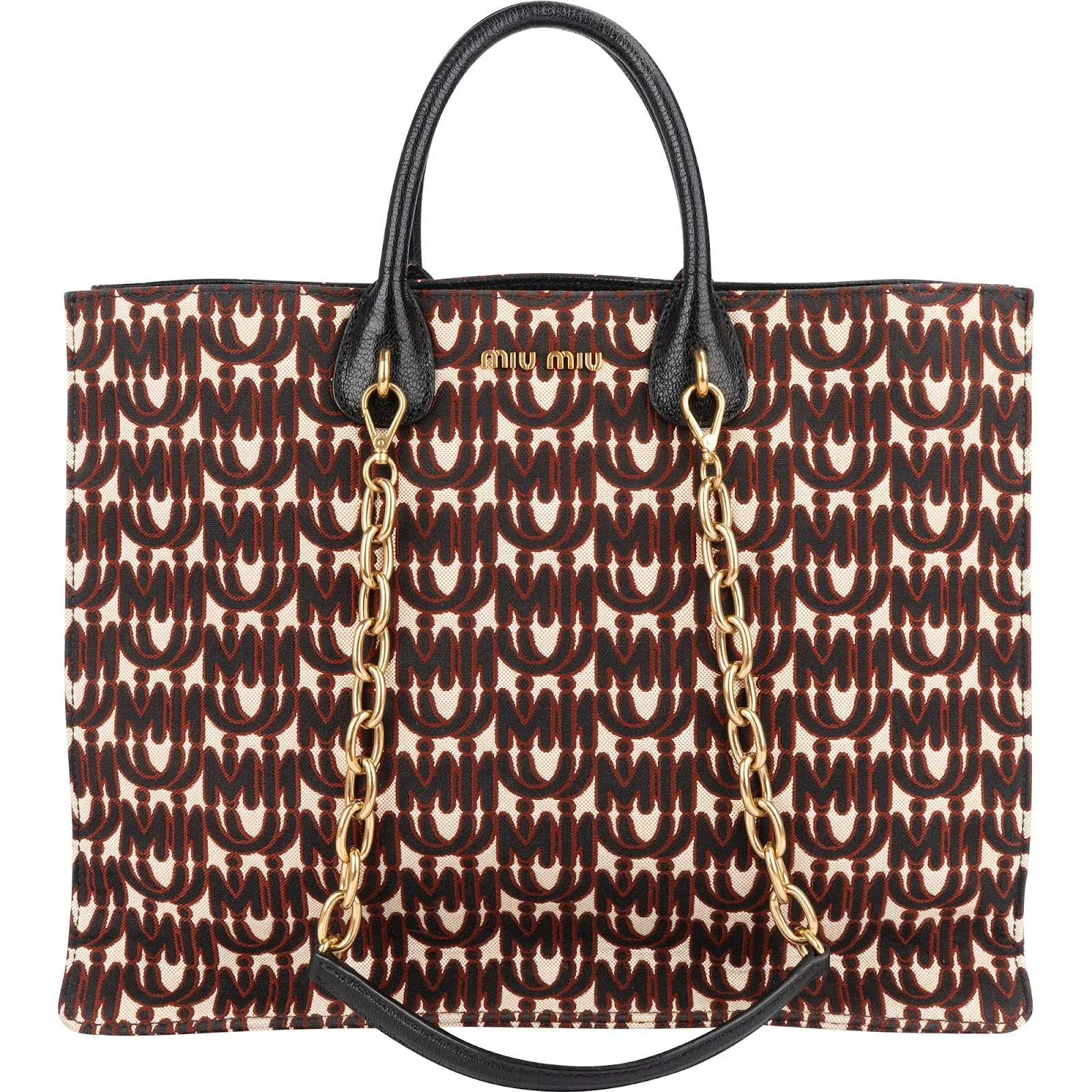 Miu Miu Jacquard Fabric Tote Handbag