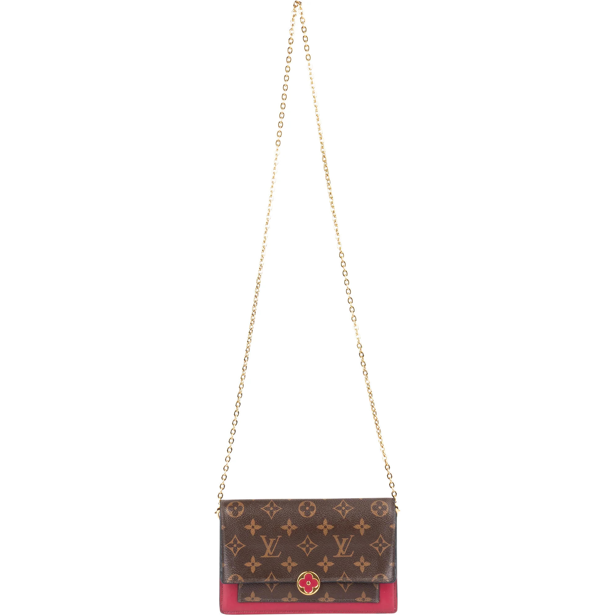 Louis Vuitton Monogram Canvas Flore Wallet On Chain Crossbody Bag