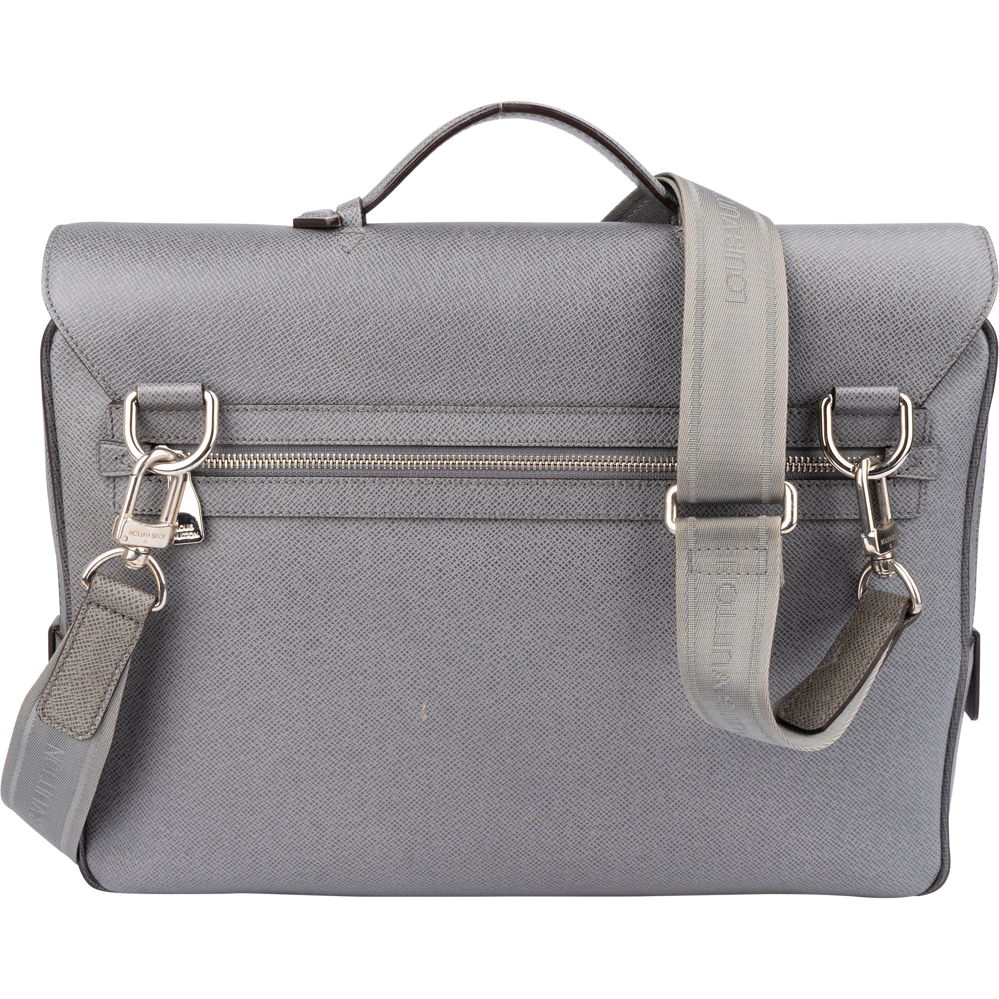 Louis Vuitton Gris Taiga Leather Vassili PM Business Handbag