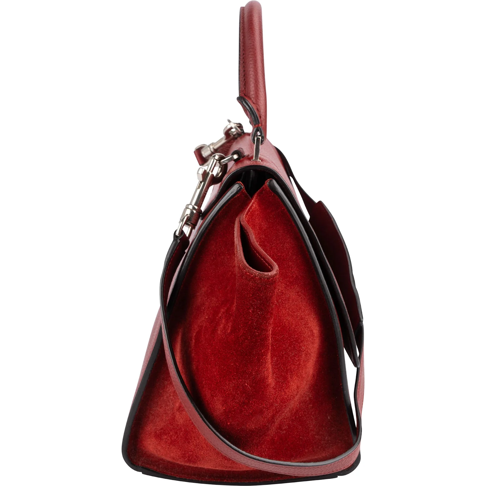 Celine Grained Calfskin Suede Leather Trapeze Handbag