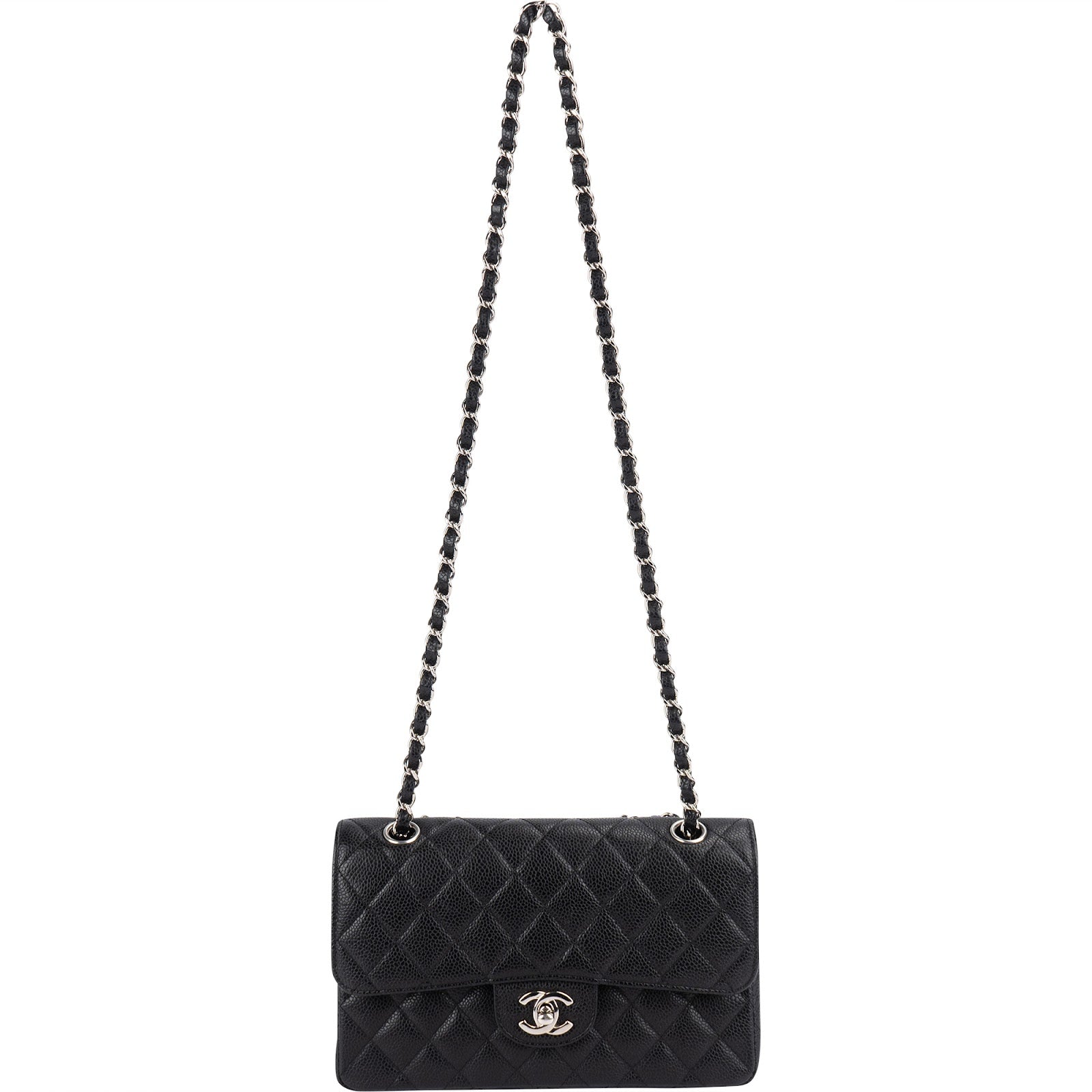 Chanel Quilted Caviar Leather Small Double Flap Shoulder Bag