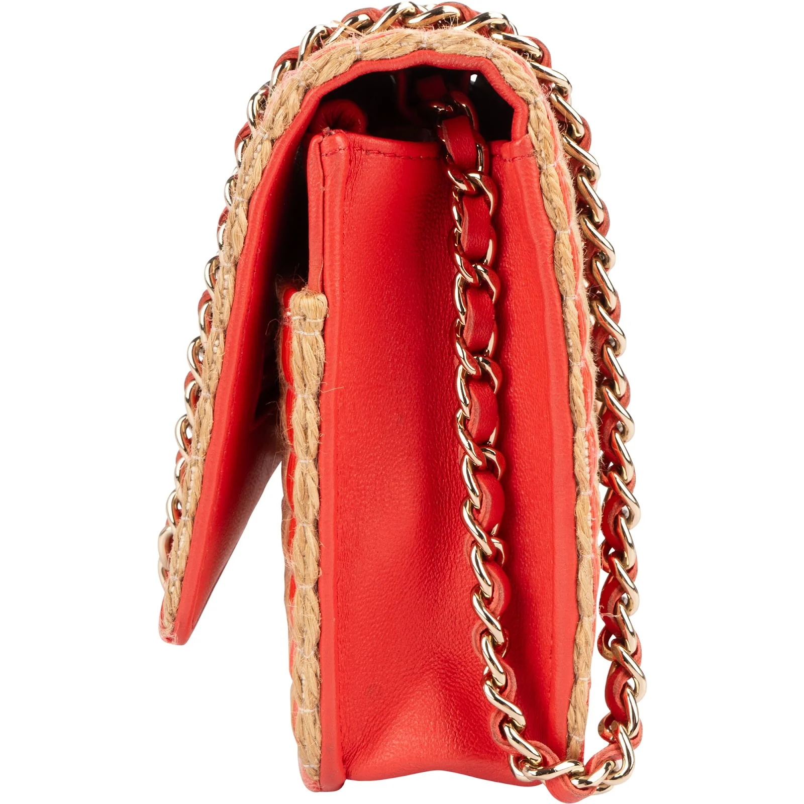 Chanel Raffia Gingham Wallet On Chain Crossbody Bag