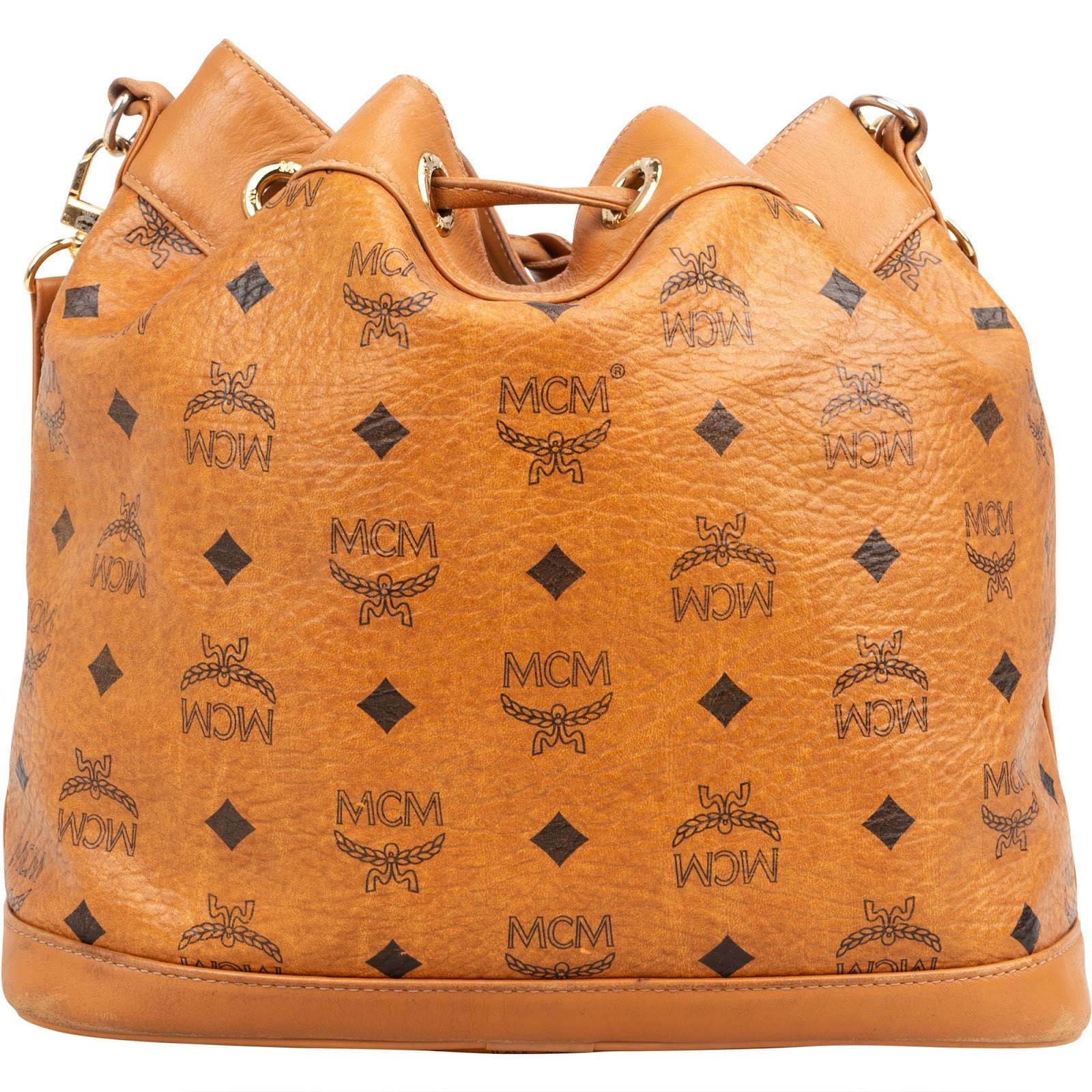 Sac à bandoulière type « bucket » MCM à cordon de serrage, motif Monogram Visetos