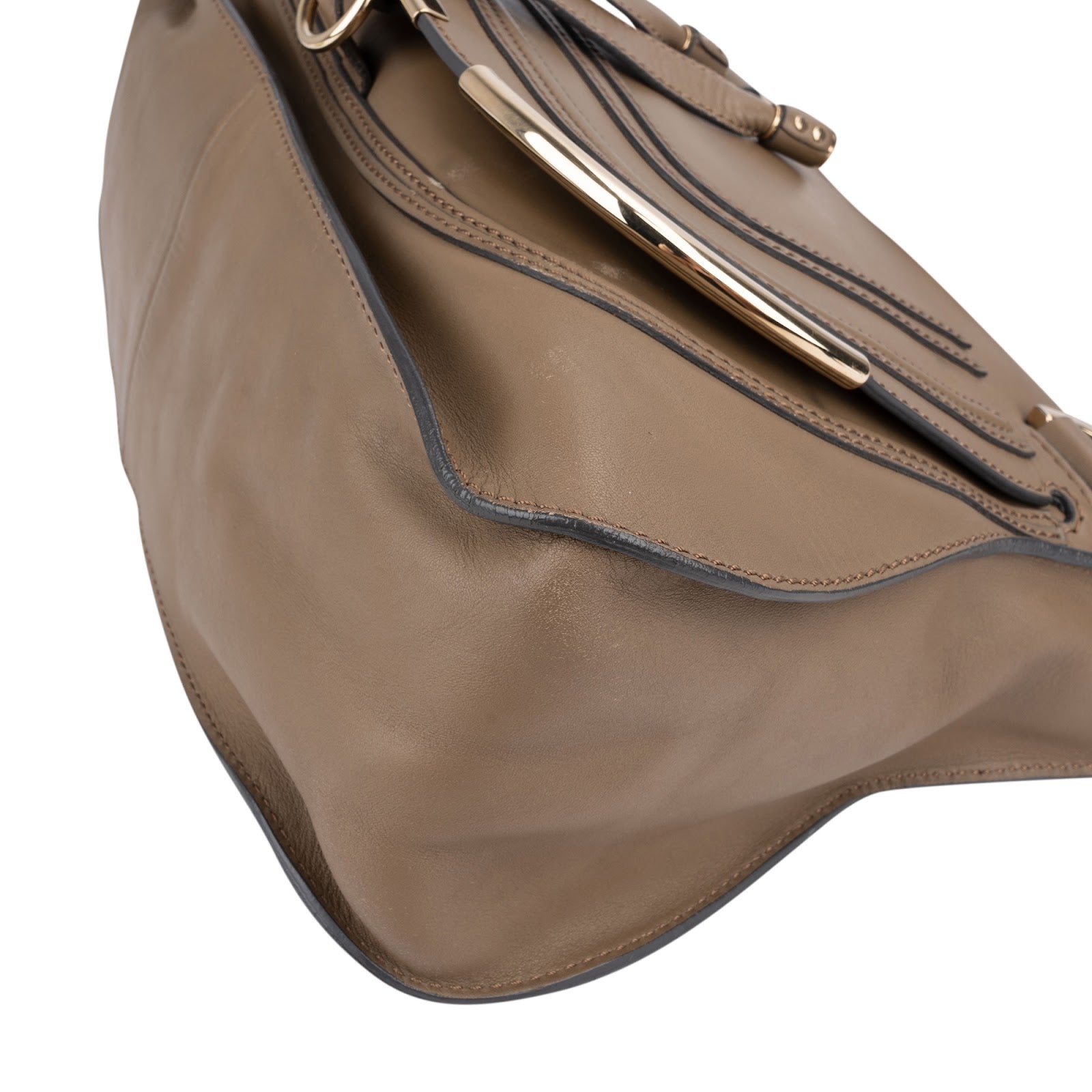 Chloé Taupe Calfskin Marcie Saddle Handbag