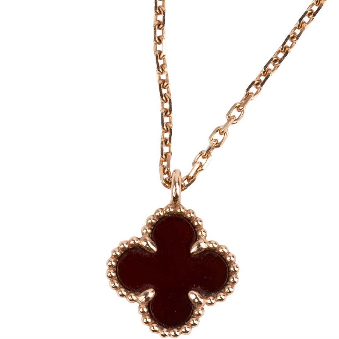 Van Cleef & Arpels – Mini Alhambra Halskette mit Karneol-Anhänger