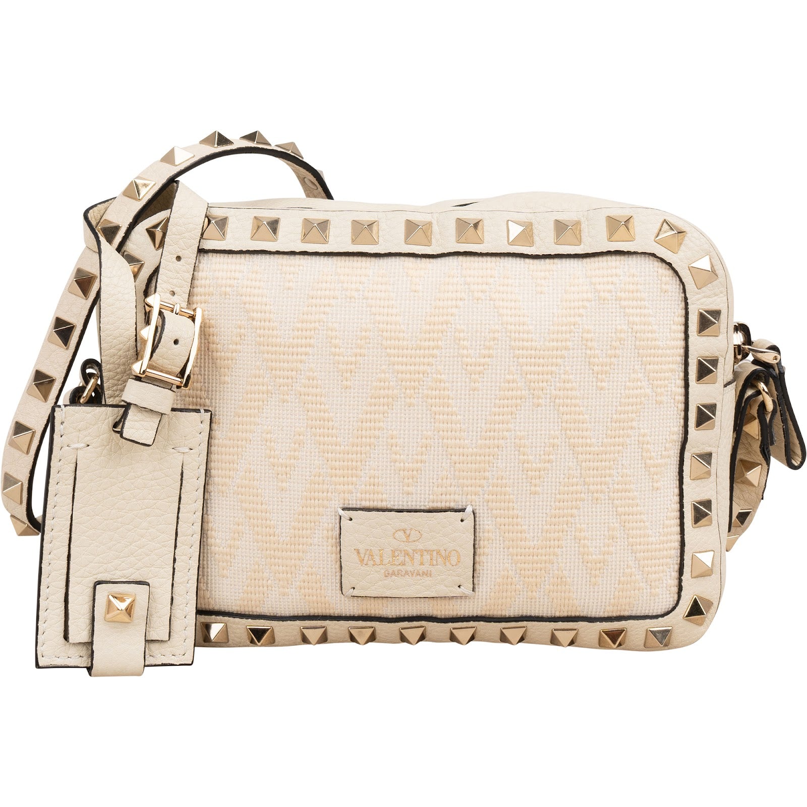 Valentino Garavani Rockstud Woven Camera Crossbody Bag