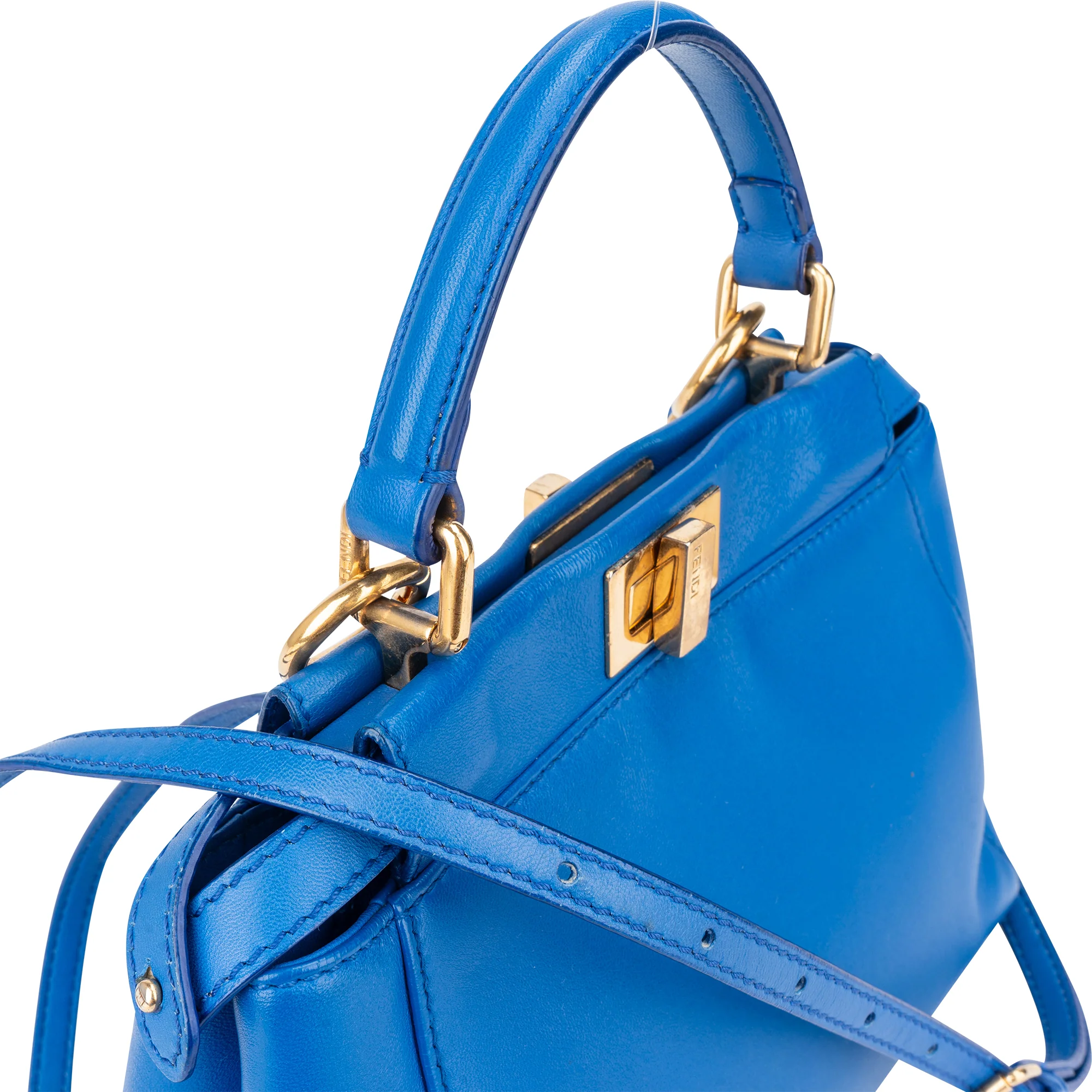 Fendi Blue Leather Peekaboo Handbag