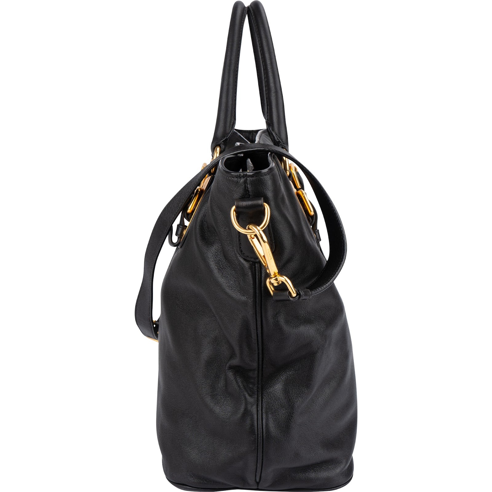 Prada - Calfskin Buckle Tote Shoulder Bag