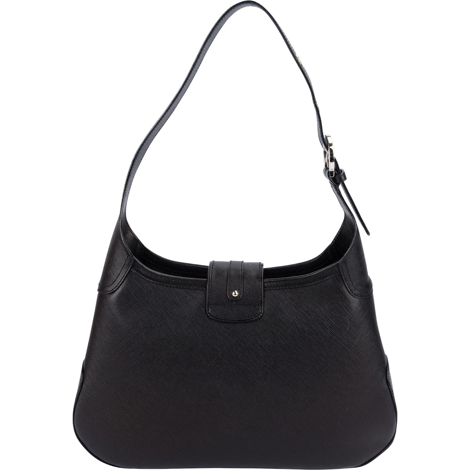 Salvatore Ferragamo Pebbled Calfskin Leather Gancini Shoulder Bag