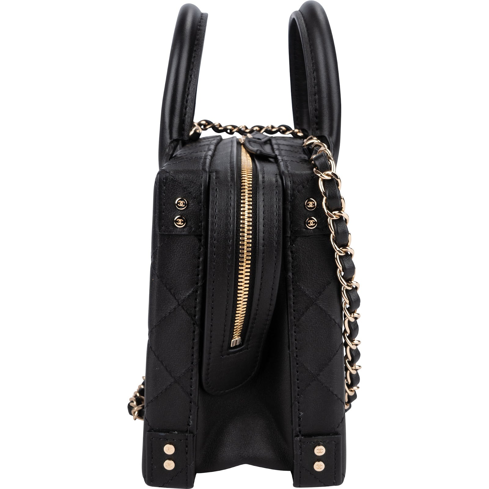 Chanel Quilted Lambskin CC Stitched Vanity Crossbody Handbag