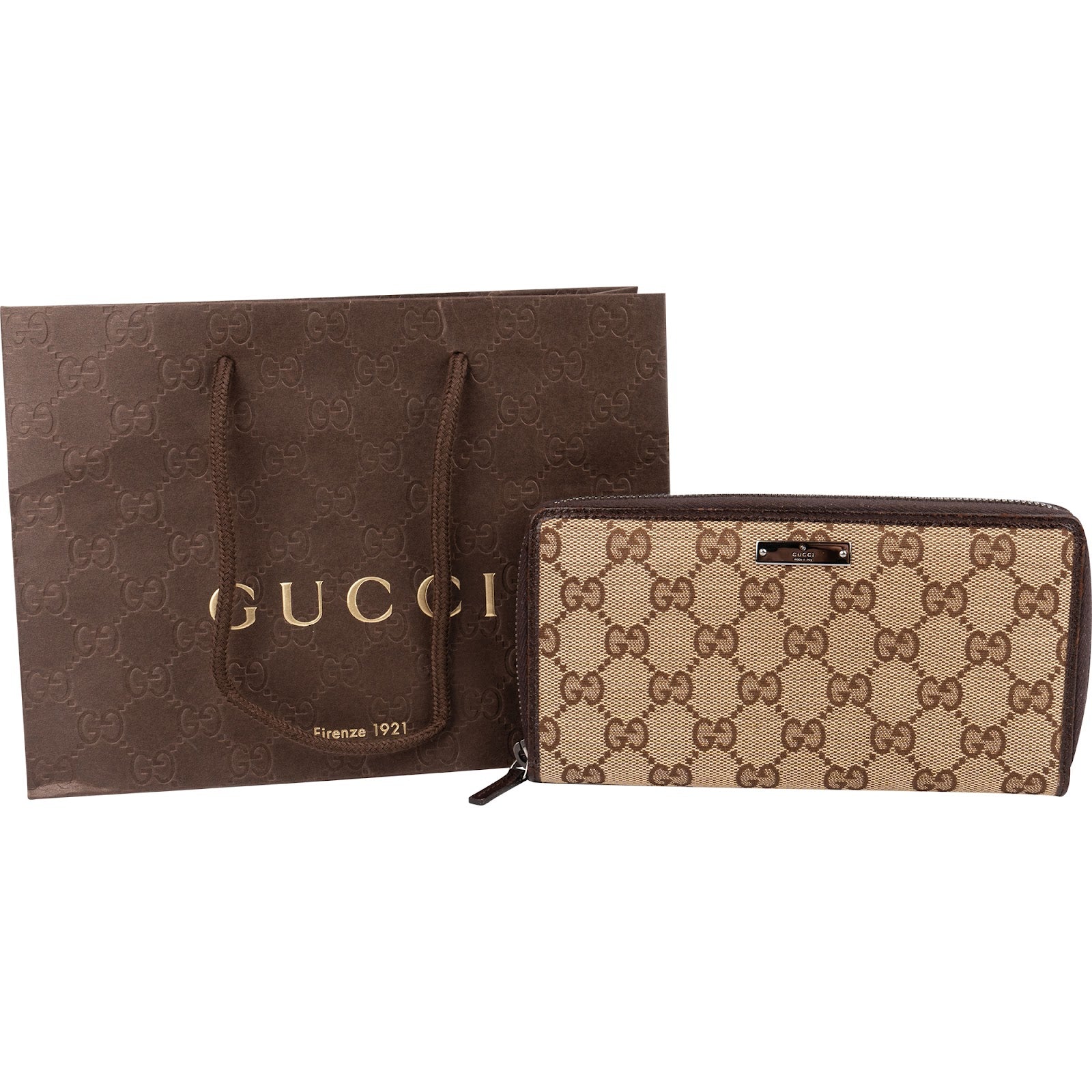 Gucci Monogram GG Canvas Zip Around Wallet