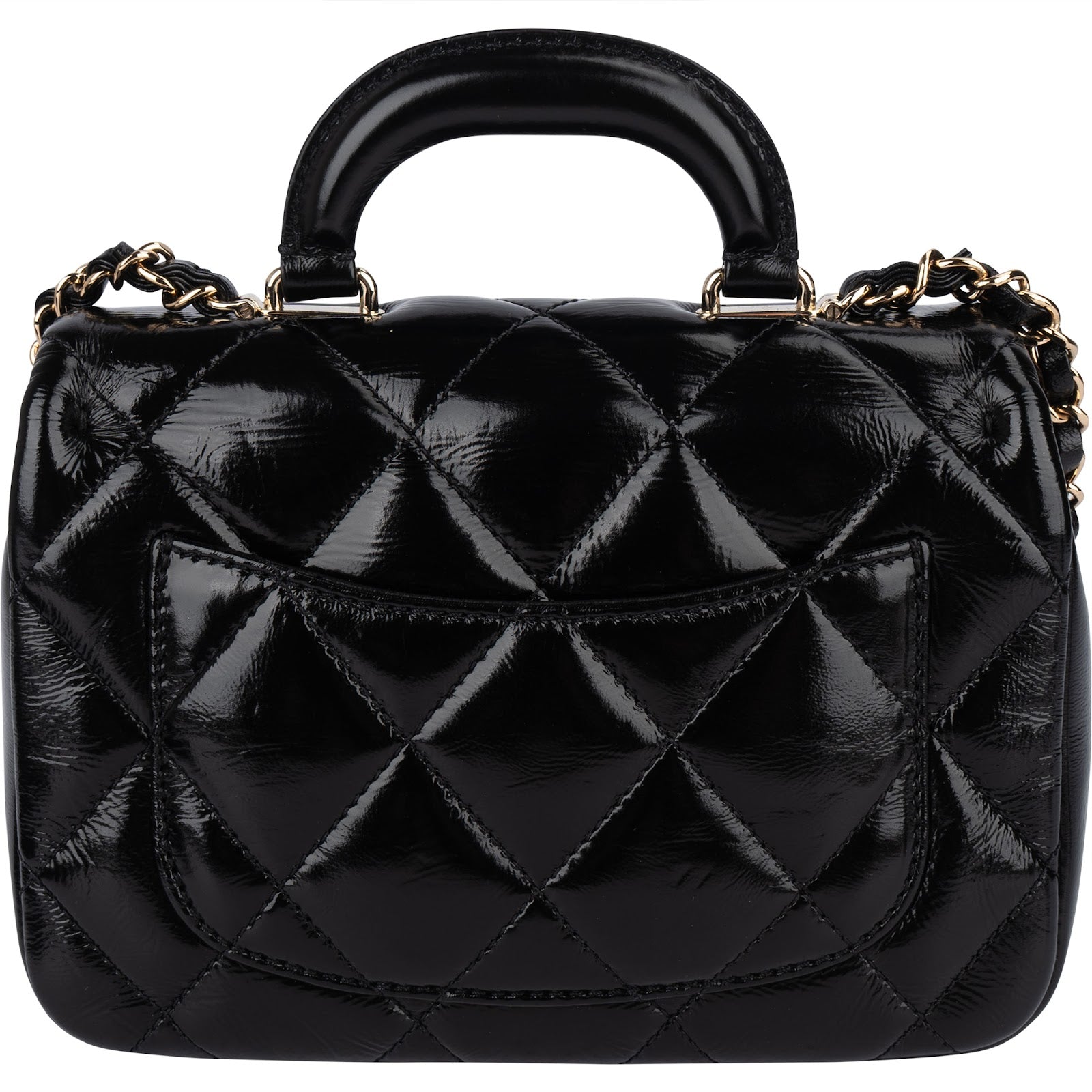 Chanel Quilted Patent Calfskin Coco Handle Single Flap Crossbody Bag