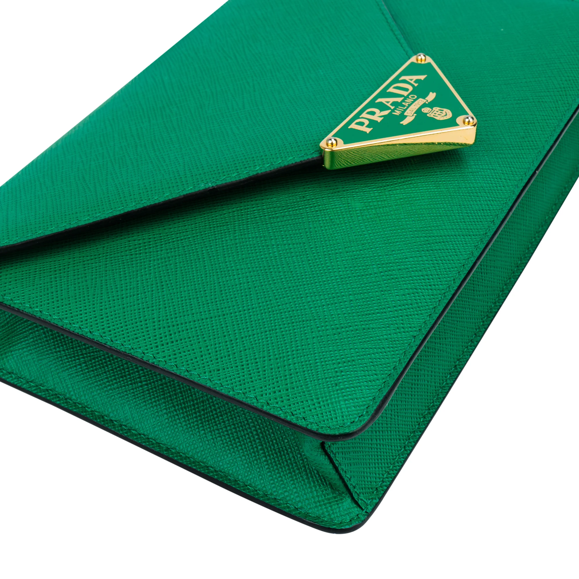 Prada Green Saffiano Leather Big Triangle Crossbody Bag
