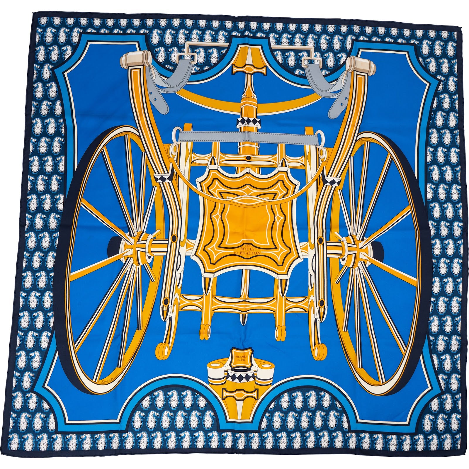 Hermès Silk Les Roues de Phaeton Carre 90 Tuch