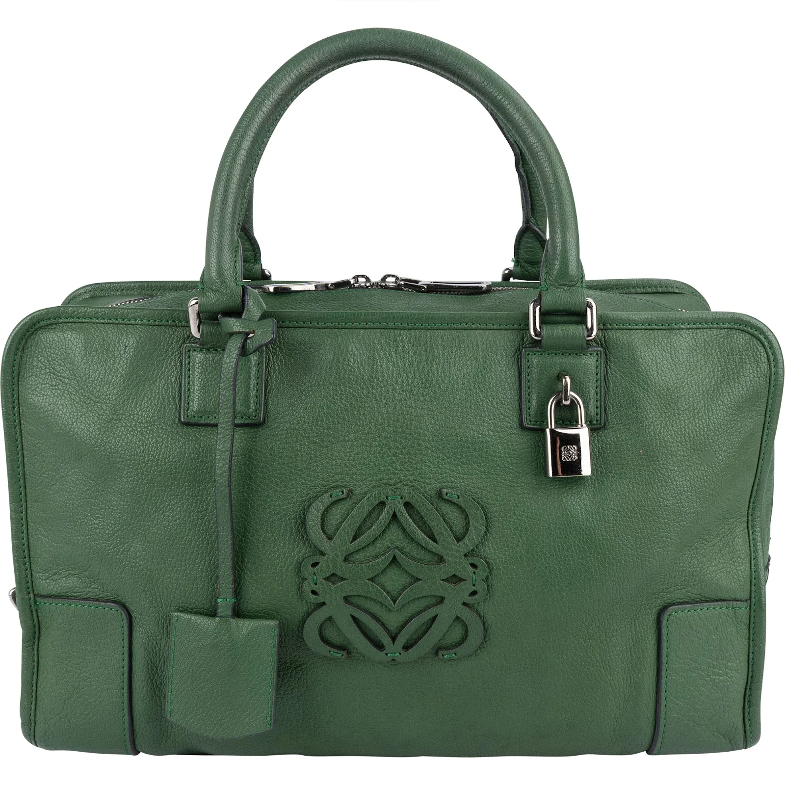 Loewe Green Grained Leather Amazona 35 Handbag