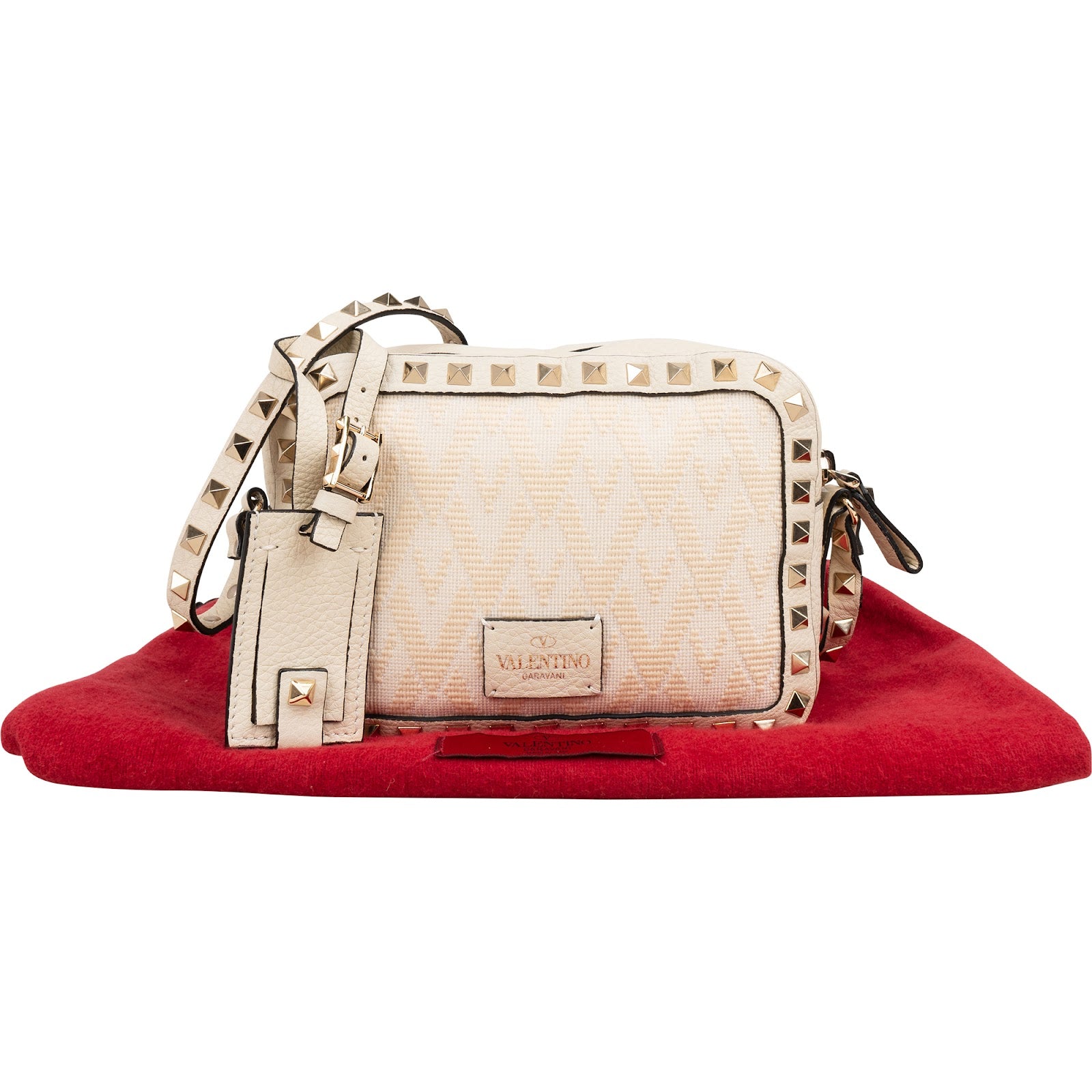 Valentino Garavani Rockstud Woven Camera Crossbody Bag