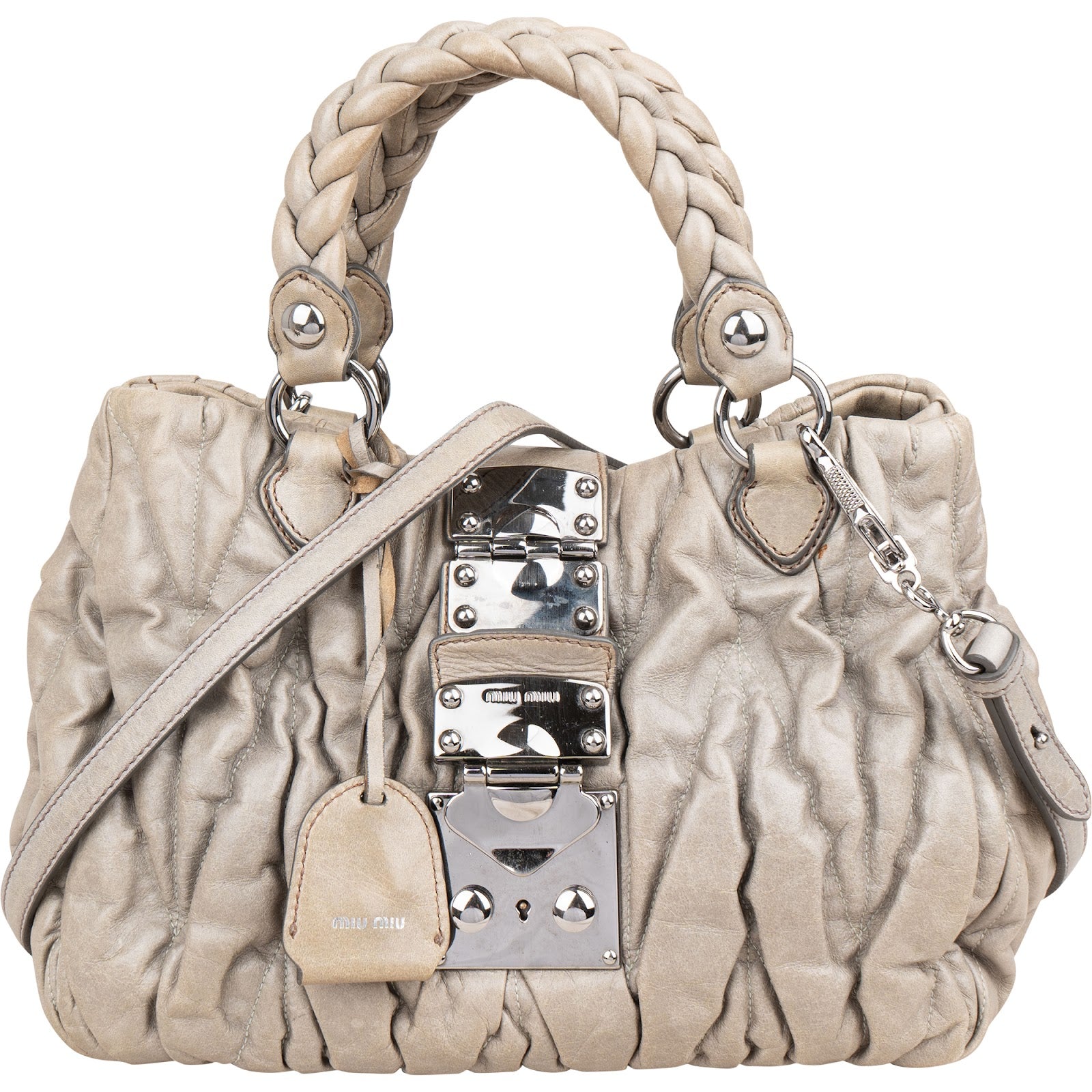 Miu Miu Vitello Lux Coffer Hobo Handbag