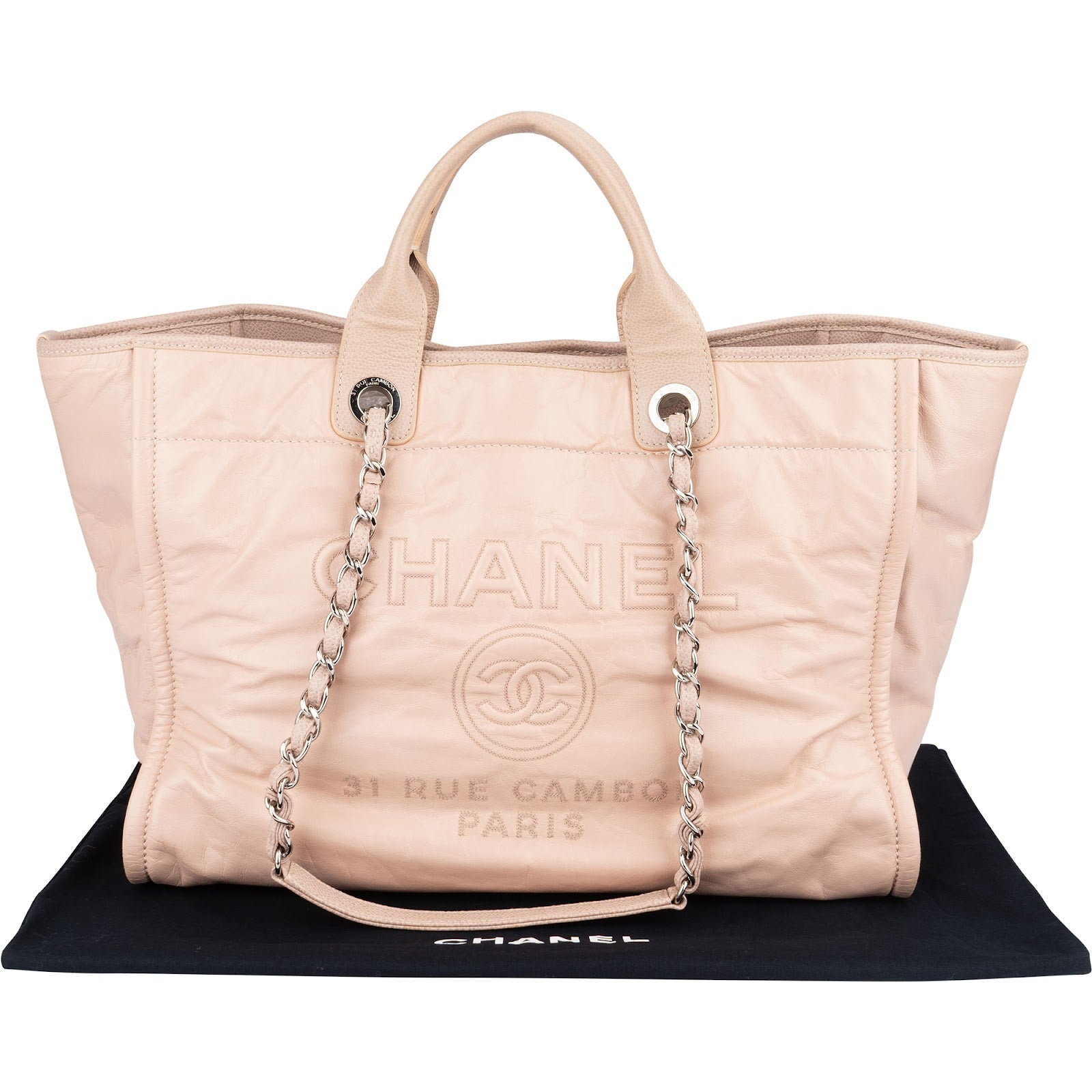 Chanel Rose Leather Shopper Deauville Shoulder Bag