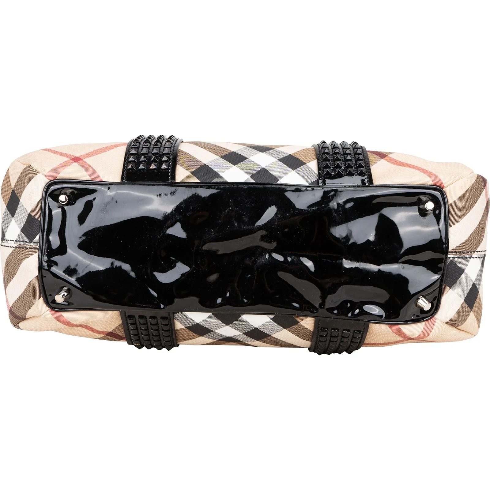 Burberry Nova-Check Studded Knight Hobo Handbag