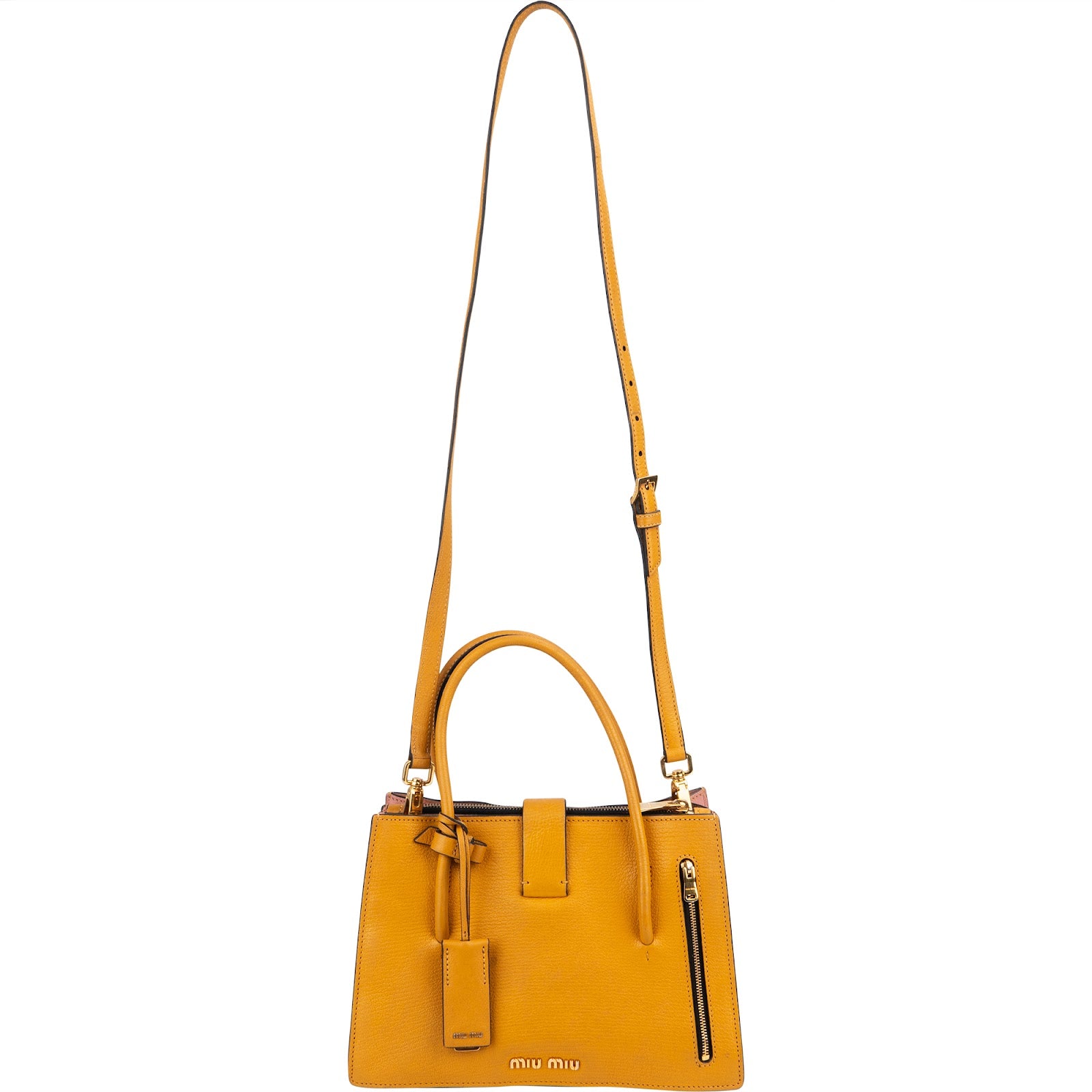 Miu Miu Bicolor Madras Leather Top Handle Handbag