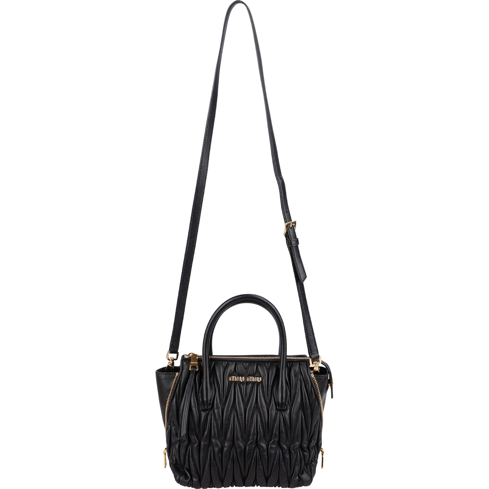 Miu Miu Black Matelassé Nappa Leather Handbag