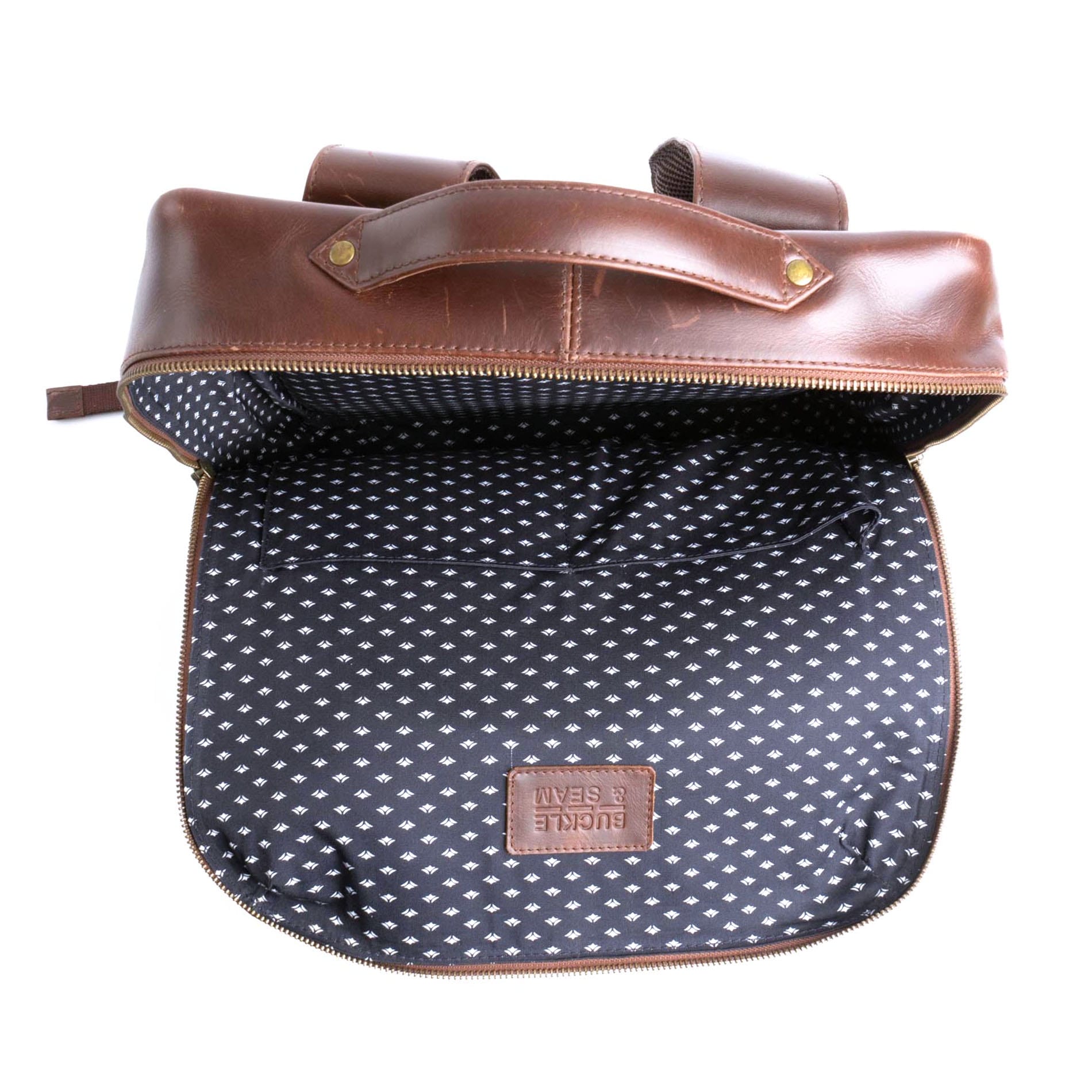 Lederrucksack Mik - BROWN/Dots