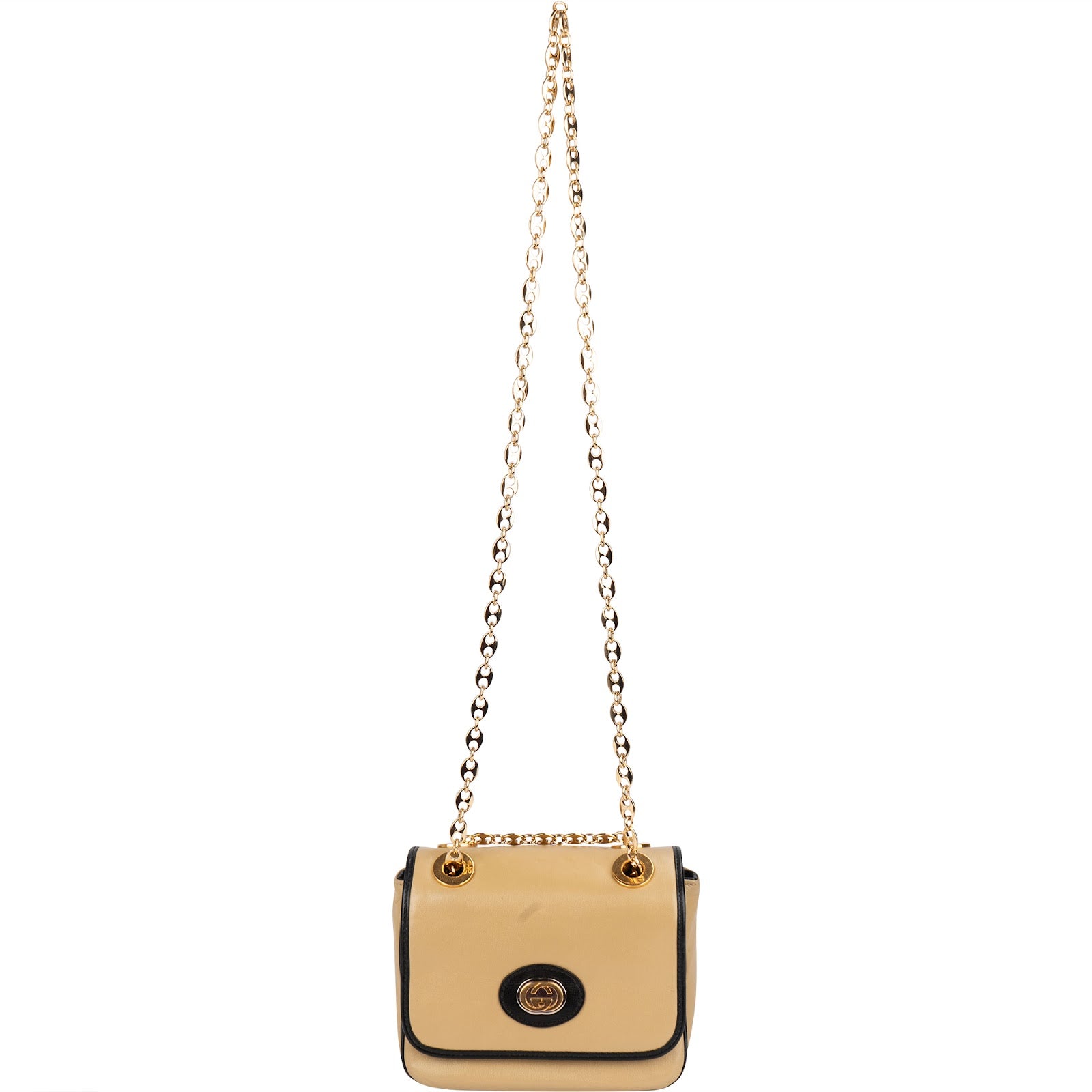 Gucci Leather GG Vintage Marina Chain Double Flap Crossbody Bag