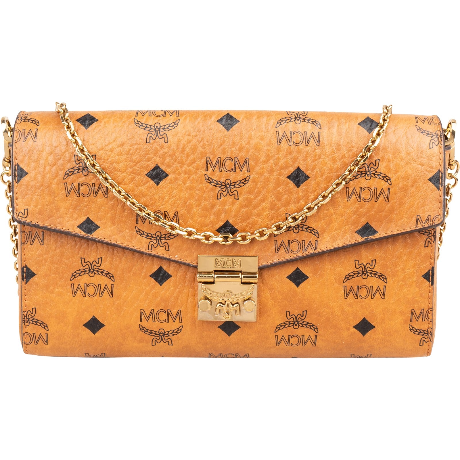 MCM Monogram Visetos Patricia Wallet Oh Chain Crossbody Bag
