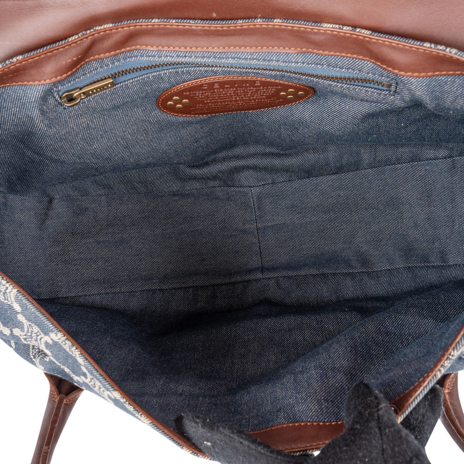 Celine Denim Macadam Monogram Buckle Handbag