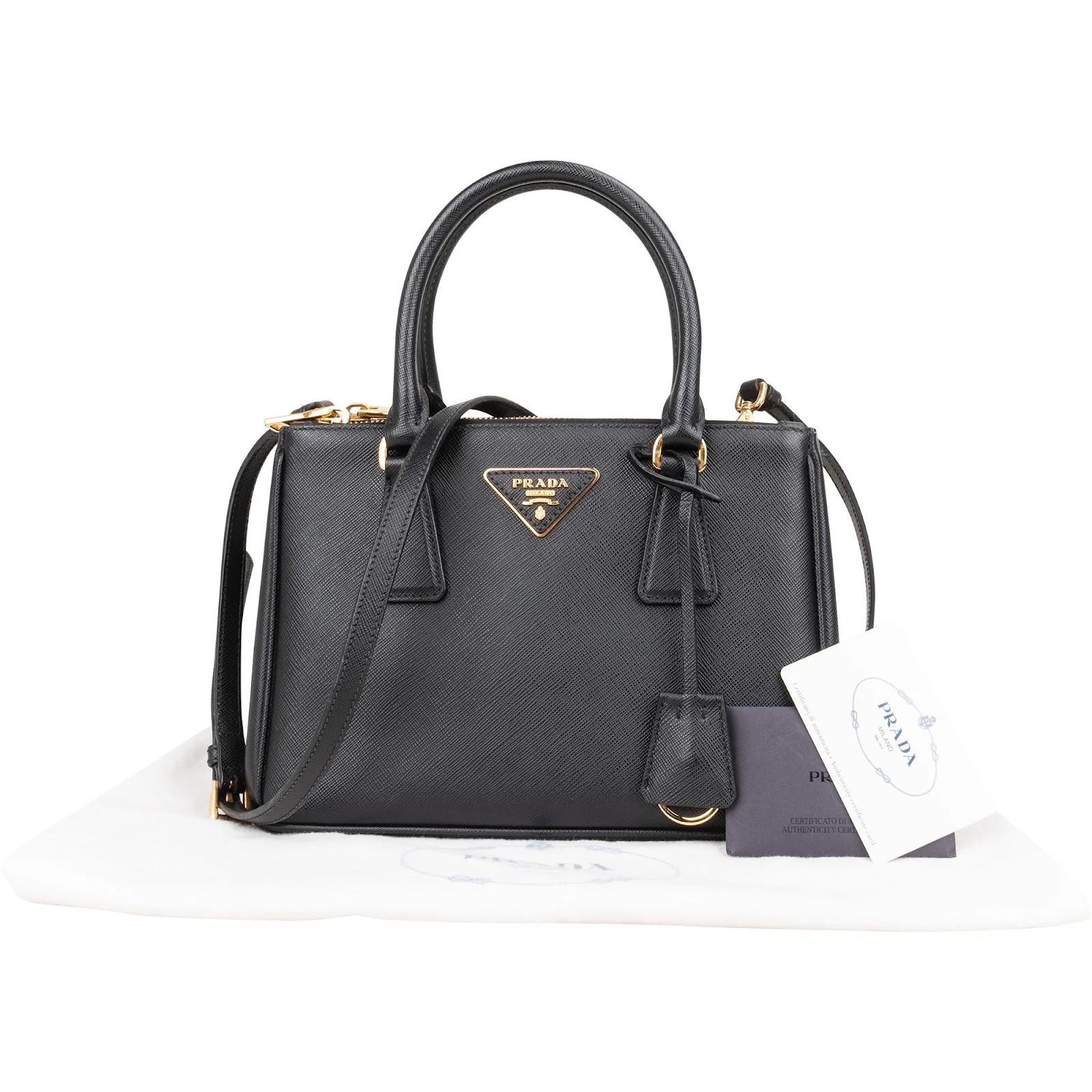 Prada Saffiano Leather Small Galleria Double ZIP Handbag