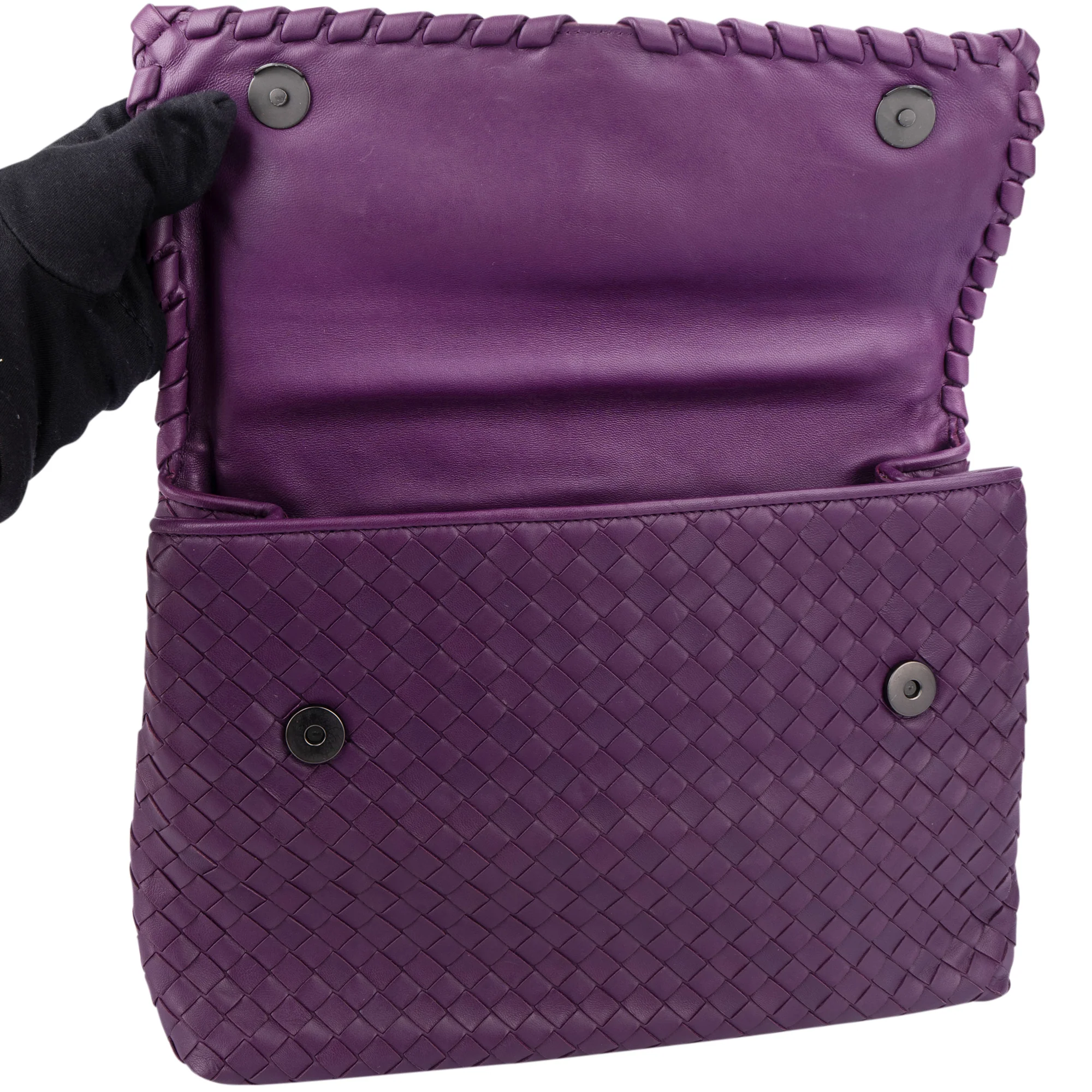 Bottega Veneta Purple Intrecciato Shoulder Bag