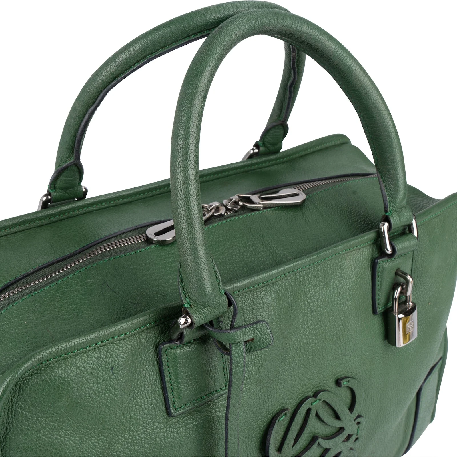 Loewe Green Grained Leather Amazona 35 Handbag