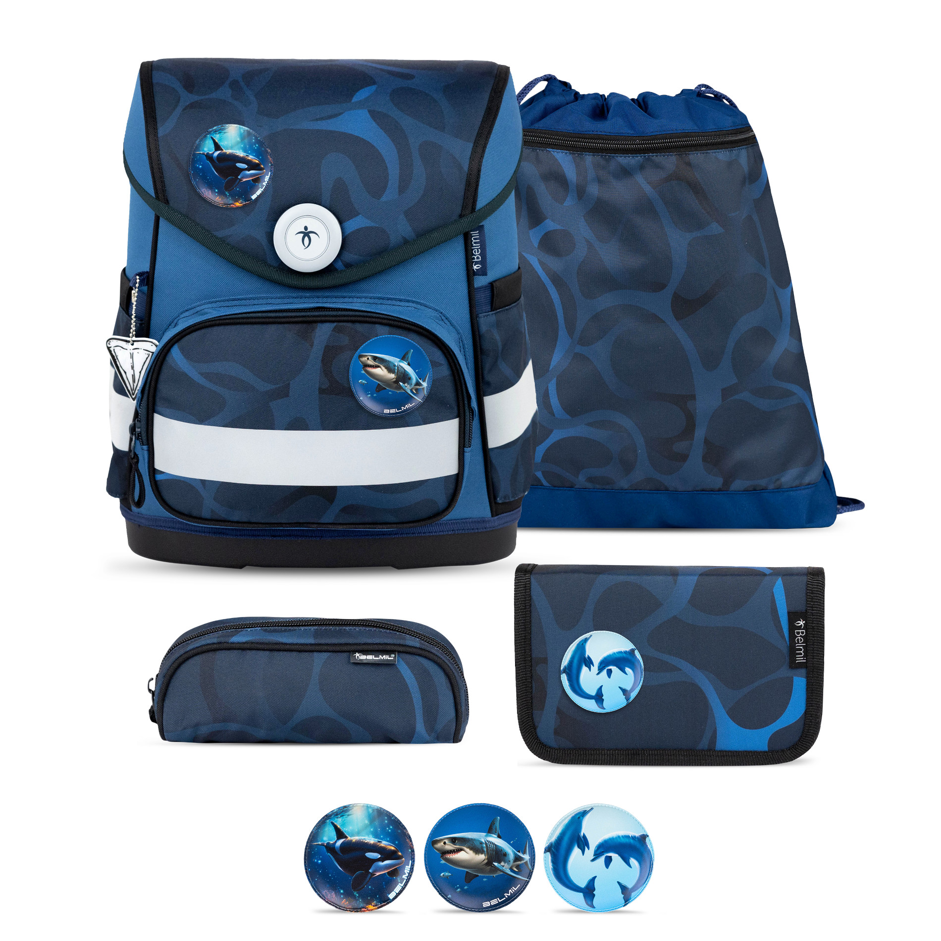 Belmil Compact ergonomisches Schulranzen-Set 5-teilig "Wave Storm"
