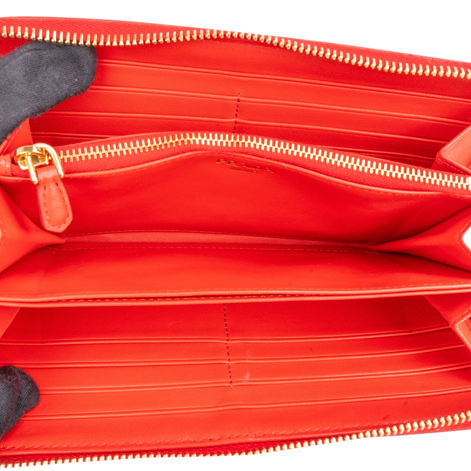 Prada Saffiano Leather Bow Zip-Around Wallet