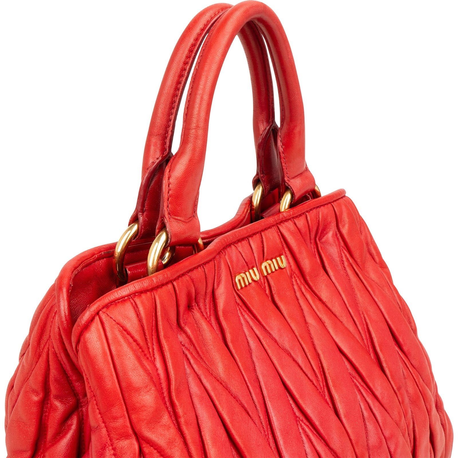Petit sac à main Miu Miu en cuir nappa matelassé avec poignée sur le dessus