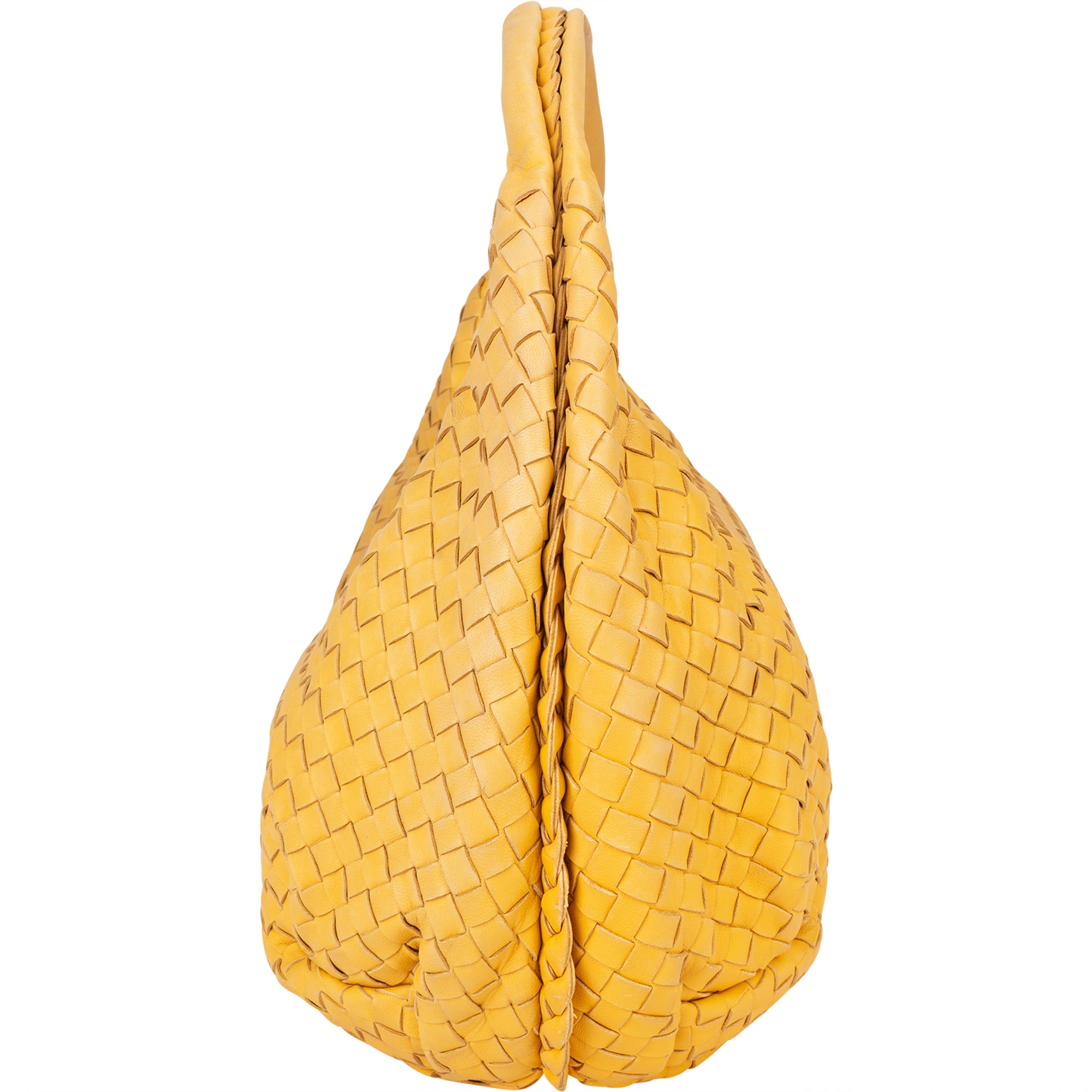 Sac hobo « Belly » en cuir Intrecciato jaune de Bottega Veneta