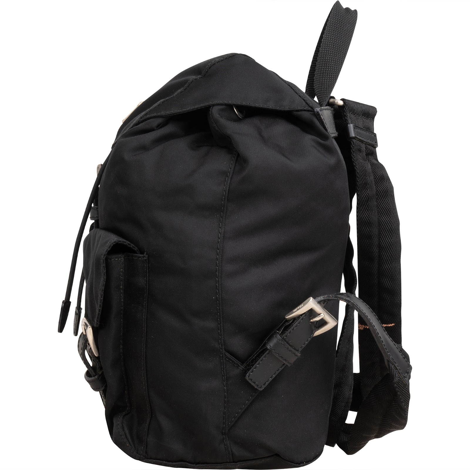 Prada Black Tessuto Nylon Triangle Backpack