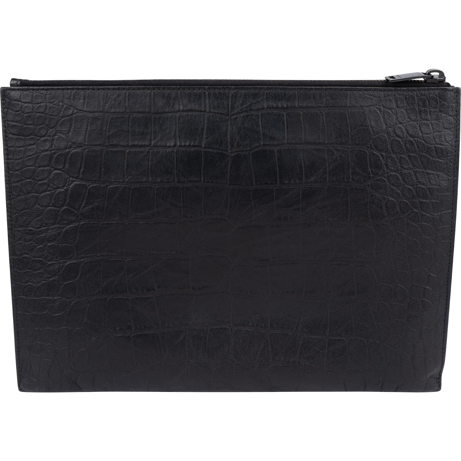 Saint Laurent - Crocodile Embossed Leather Clutch