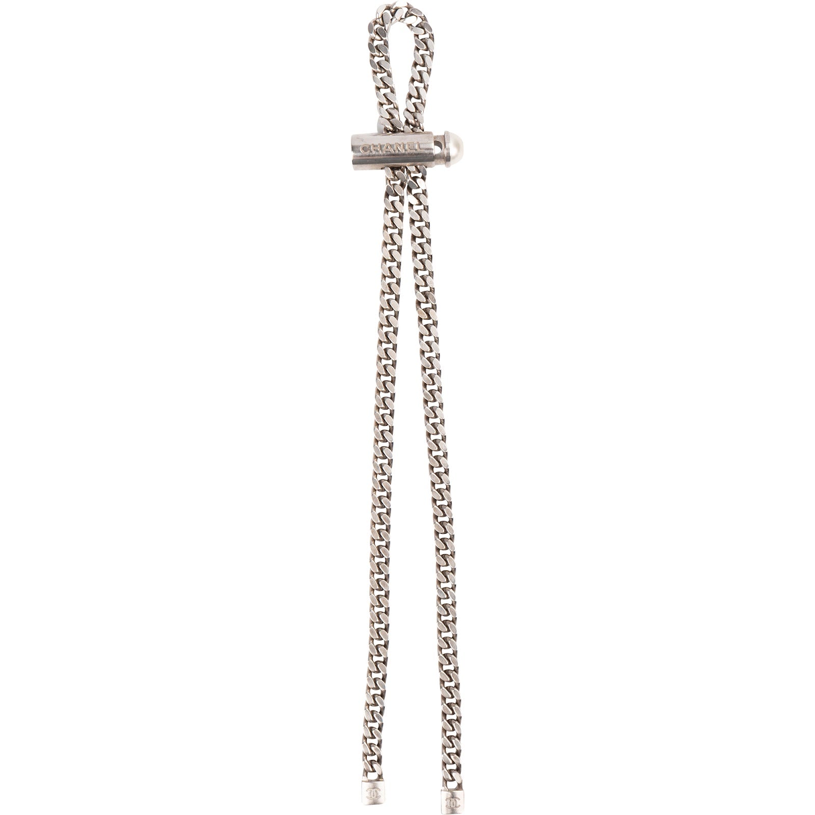 Chanel – Lariat-bolo-ketting van palladiumzilver