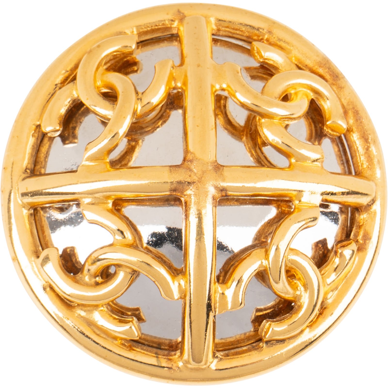 Chanel - Golden CC Cross Brosche 93P