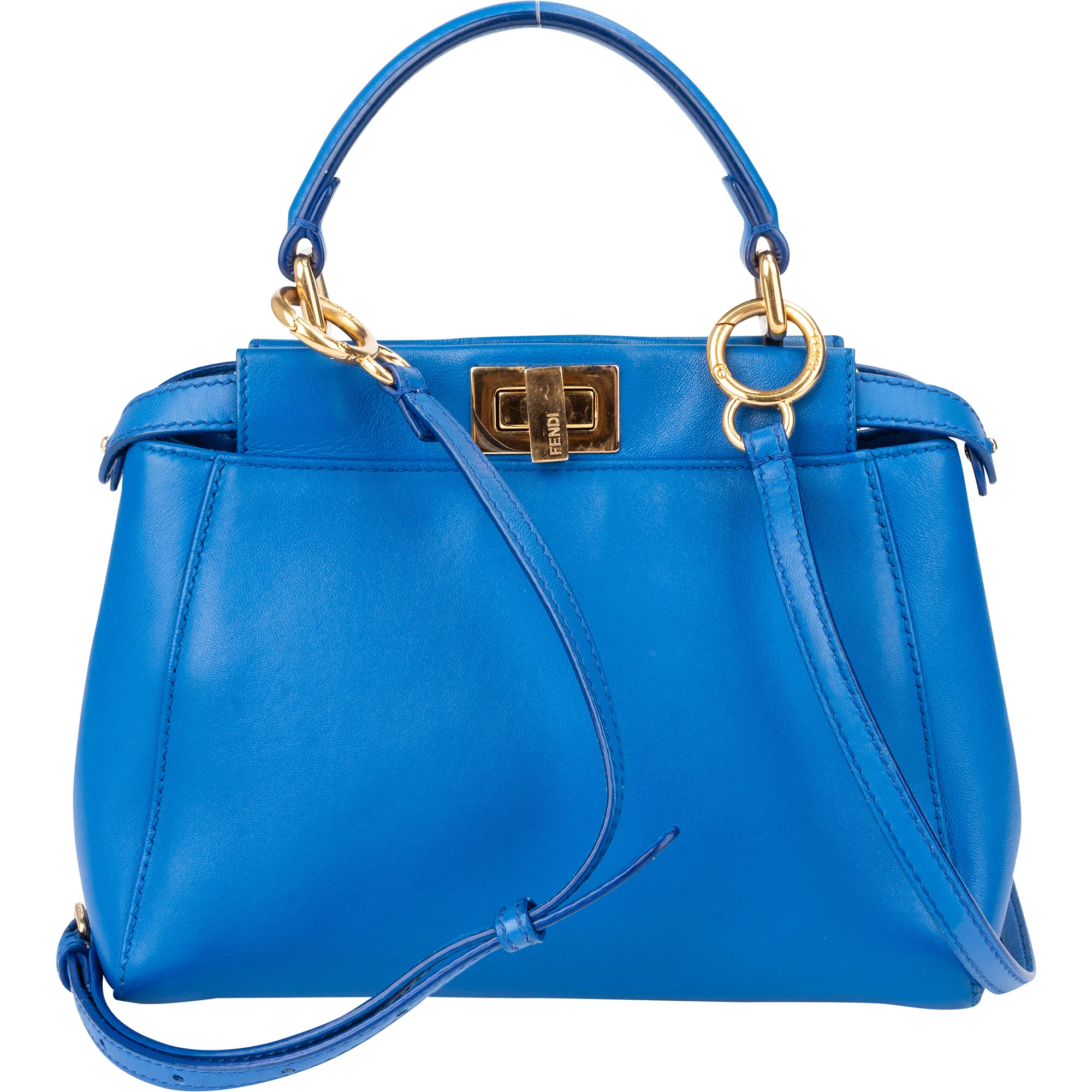Fendi Blue Leather Peekaboo Handbag
