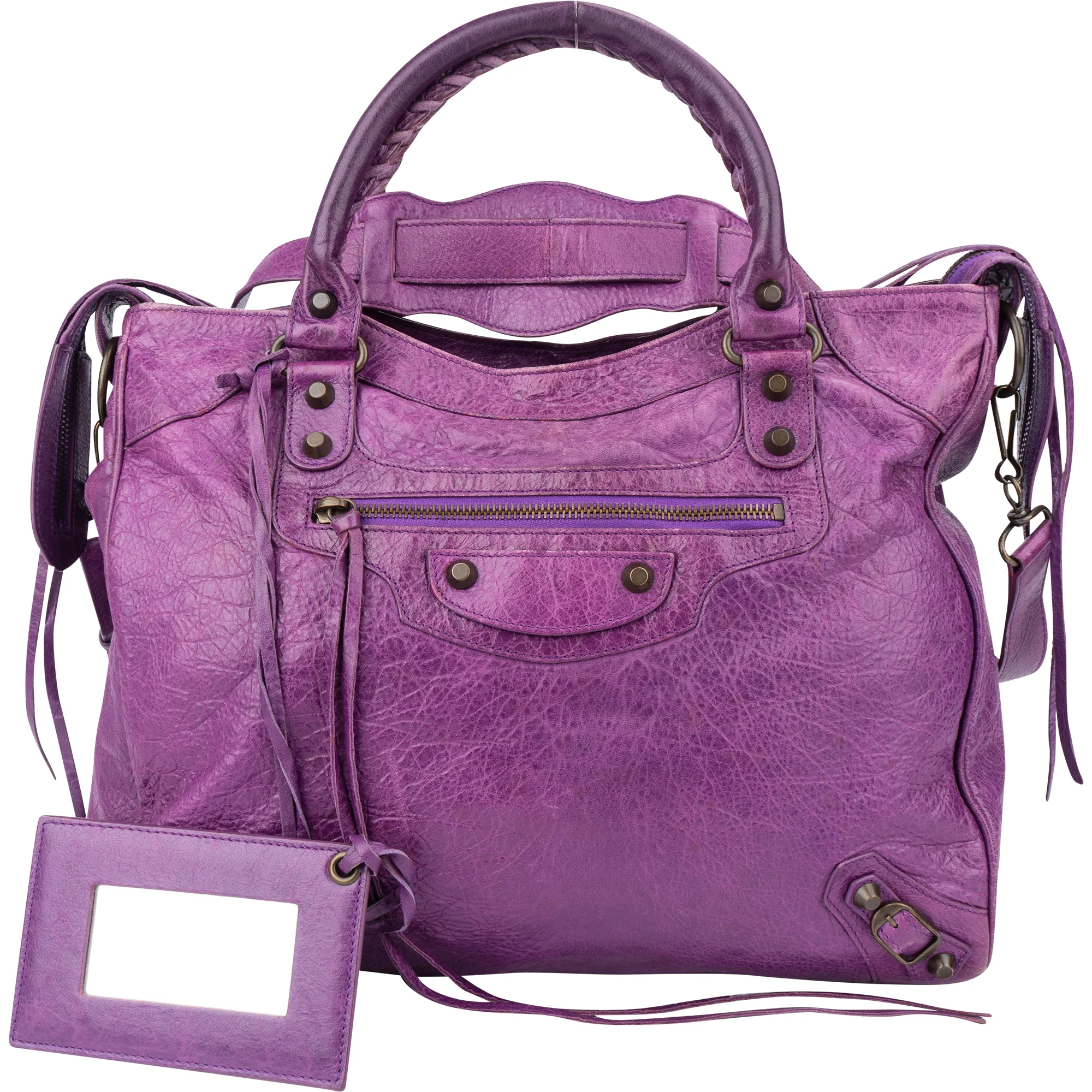 Balenciaga Purple Leather Classic City Handbag