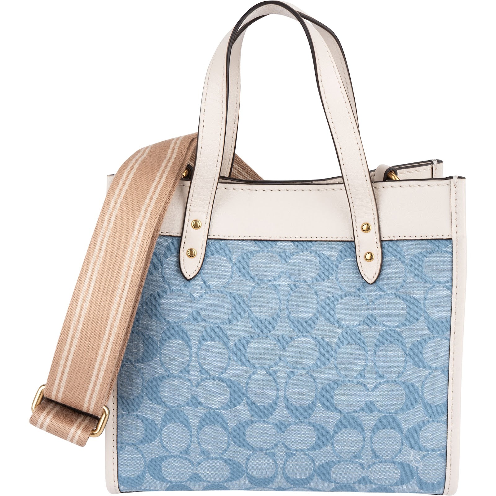 Coach Monogram Signature Chambray Denim T 22 Floral Crossbody Bag