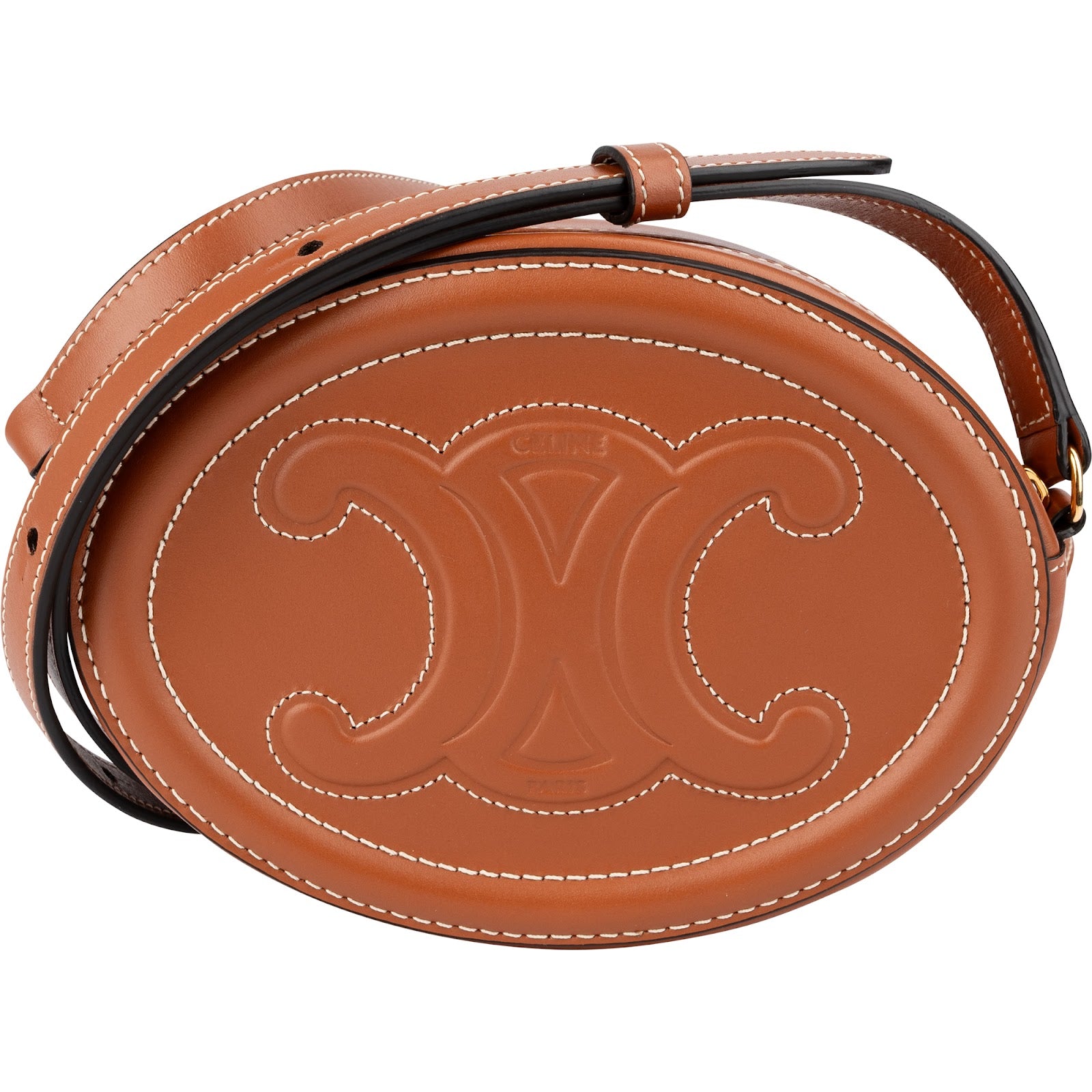 Celine - CC Oval Cuir Triomphe Mini Crossbody Bag