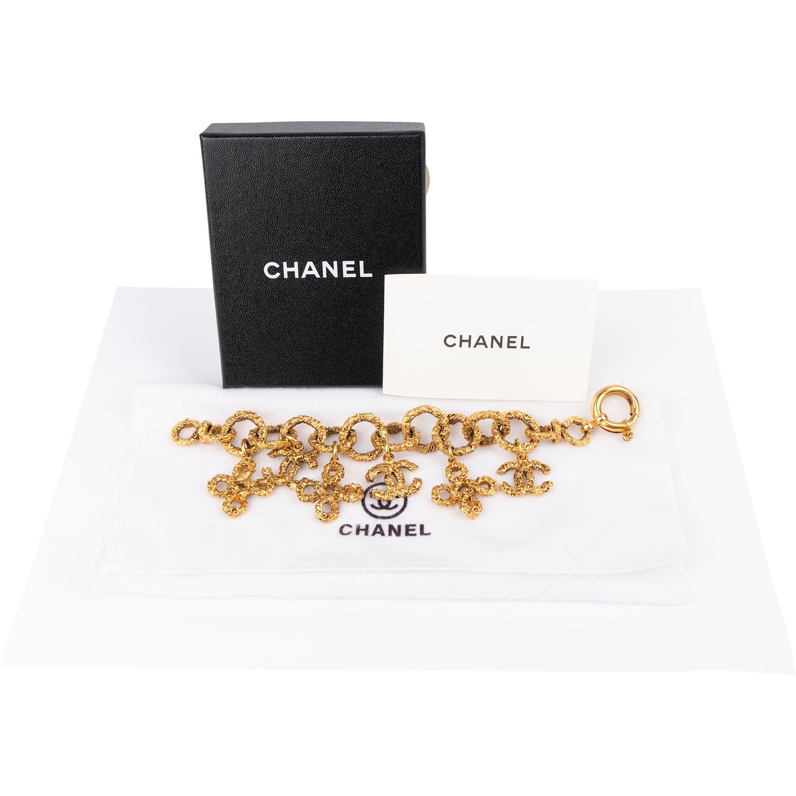 Chanel - Golden CC Clover Lava Charm Bracelet 93P