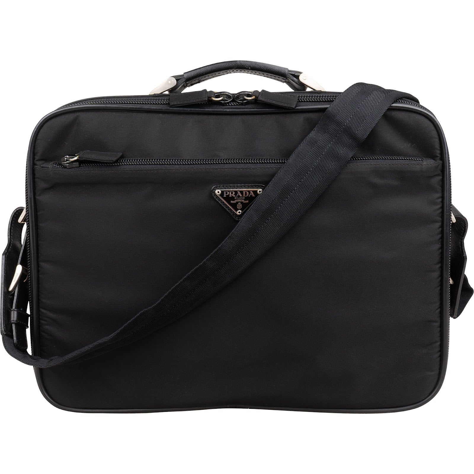 Prada Black Tessuto Nylon Laptop Business Bag