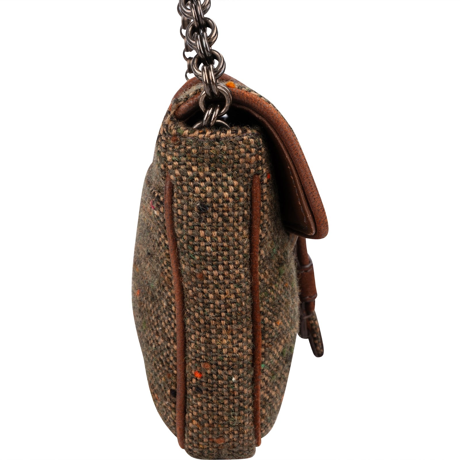 Prada - Tweed Ricamo Visone Mini Flap Shoulder Bag