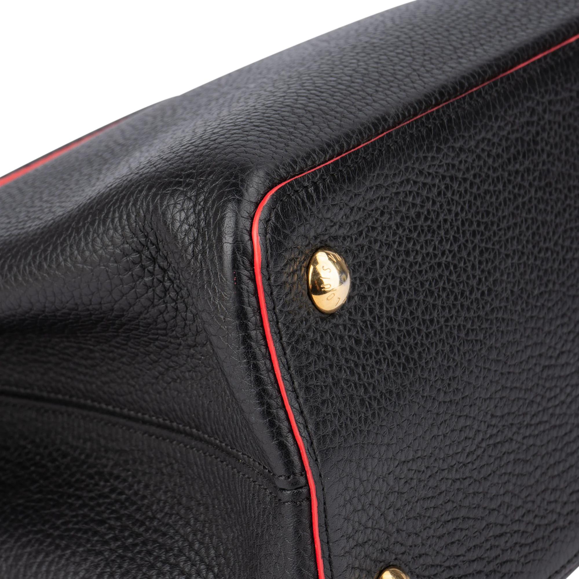 Louis Vuitton Black Leather Lining Capucines MM Handbag