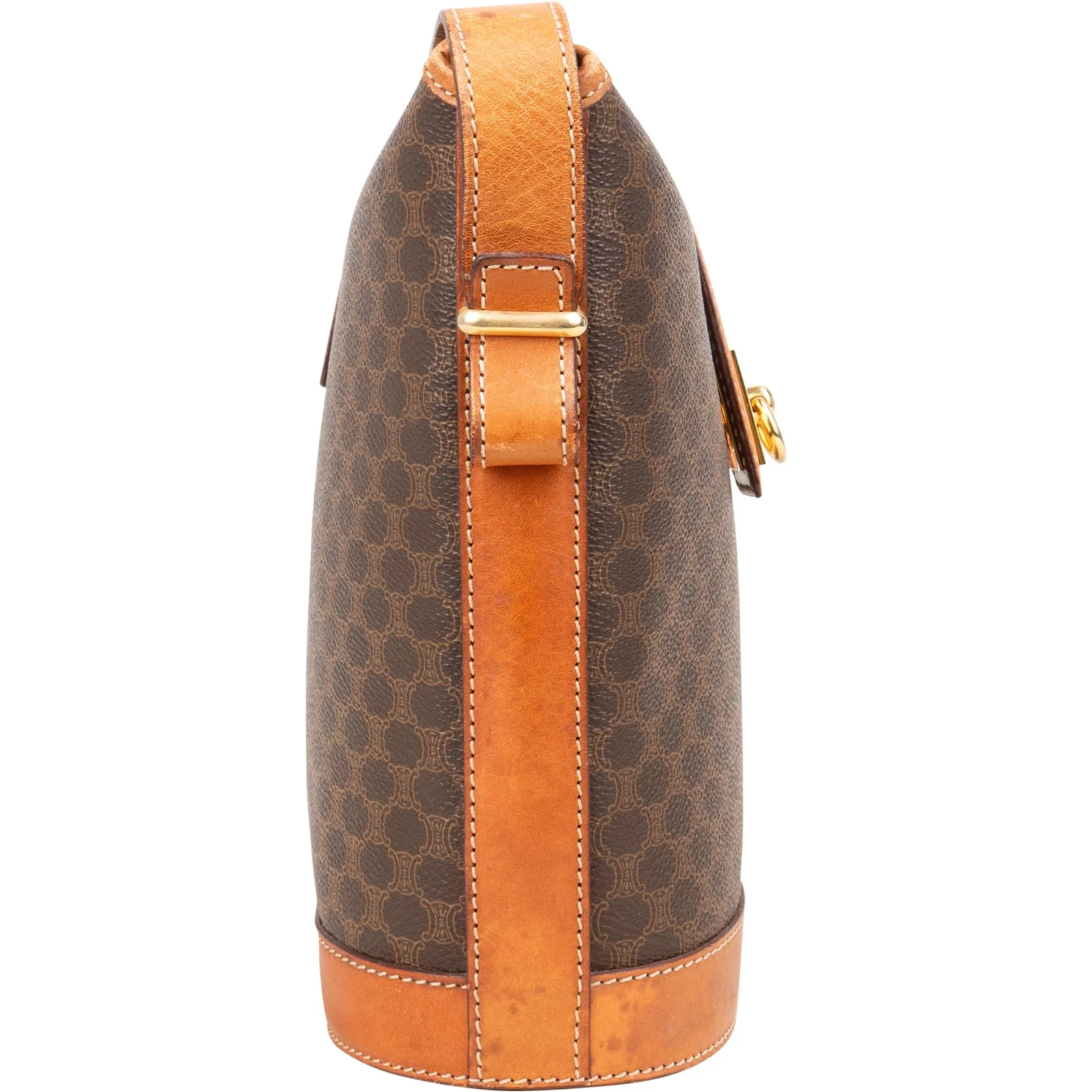 Celine Macadam Mongram Buckle Bucket Crossbody Bag