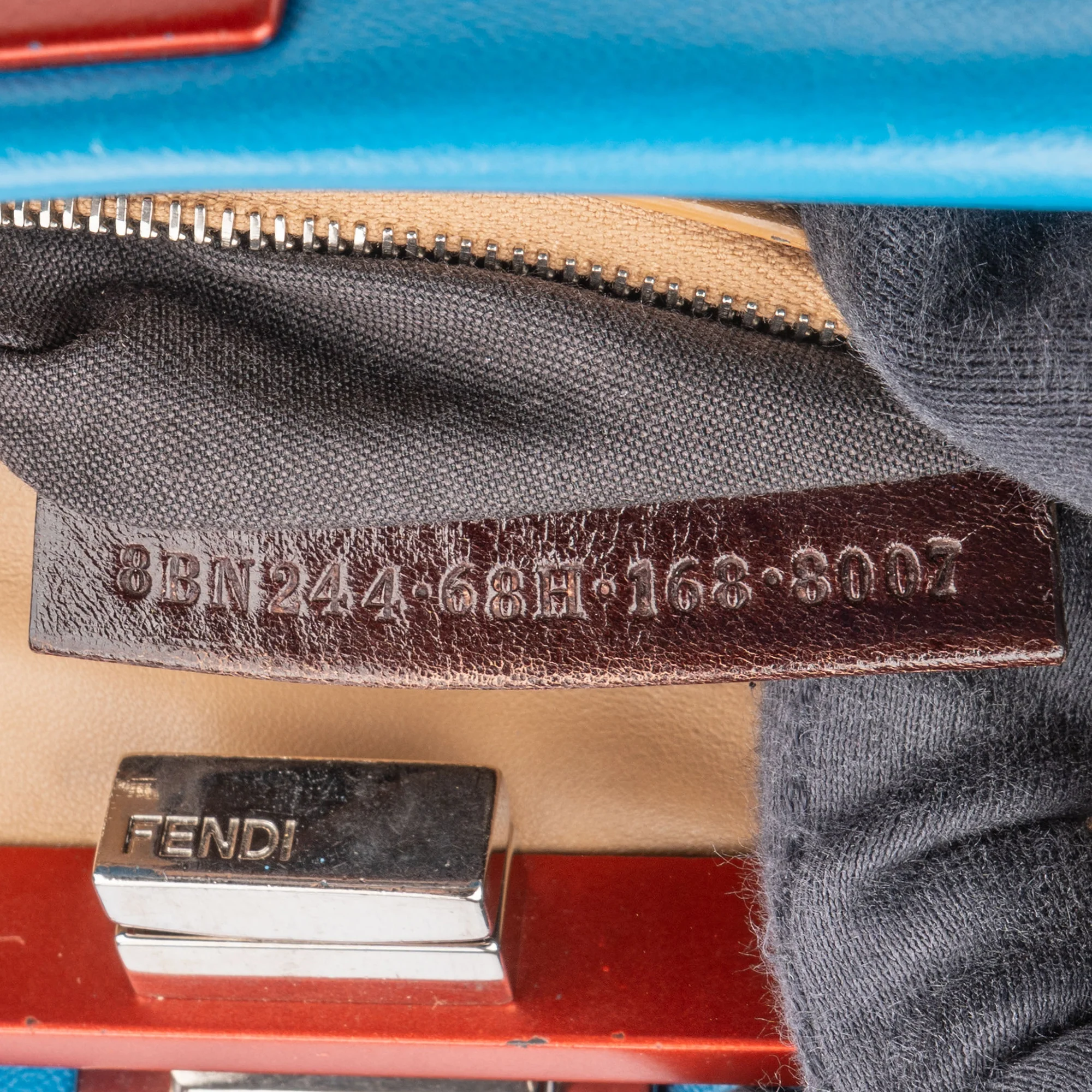 Fendi Blue Leather Peekaboo Handbag